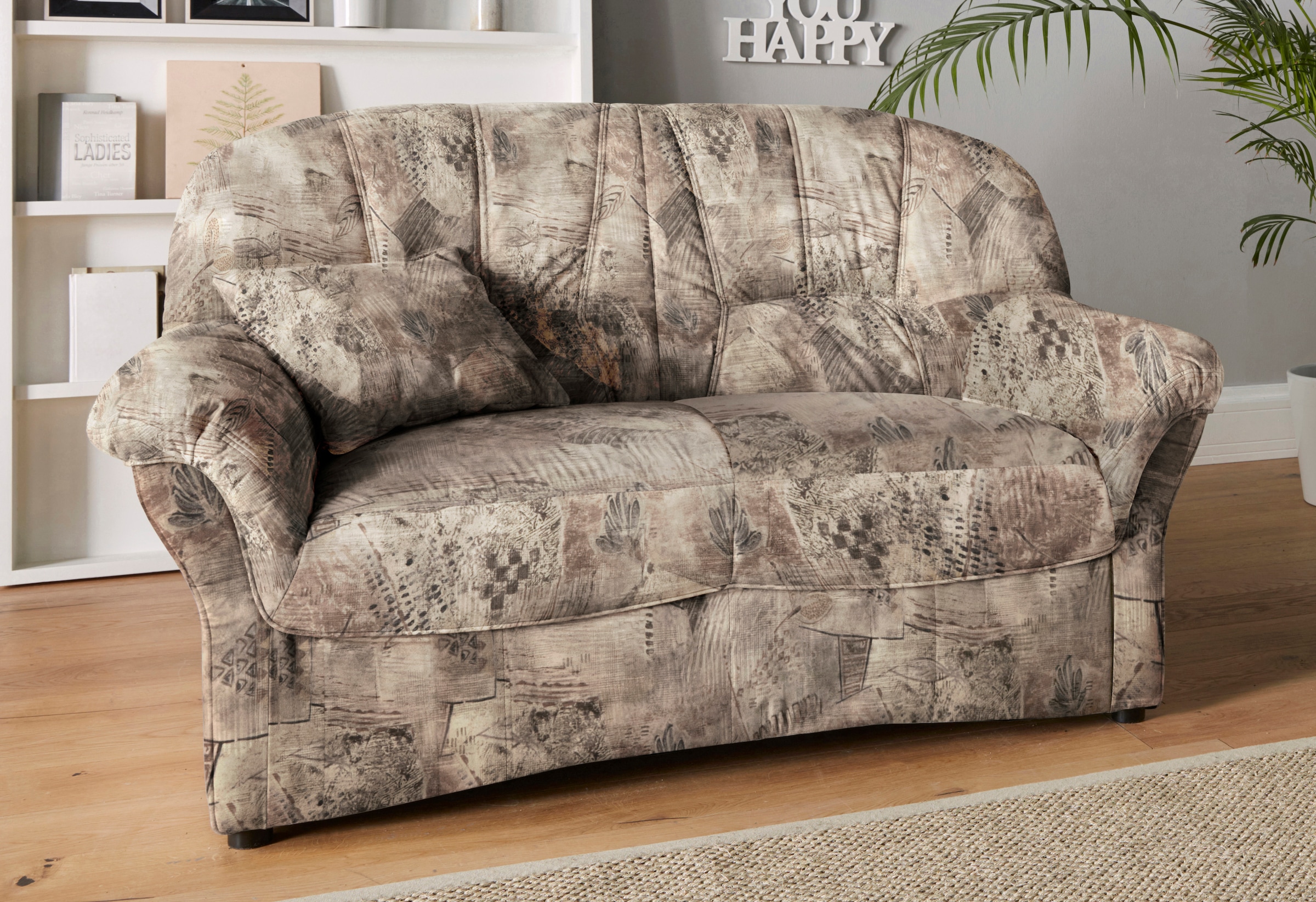 DOMO collection 2-Sitzer "Bahia Couch, B/T: 153/92 cm, belastbar bis 140kg/ Sitz, mit Federkern" Microfaser MELROSE, mocca