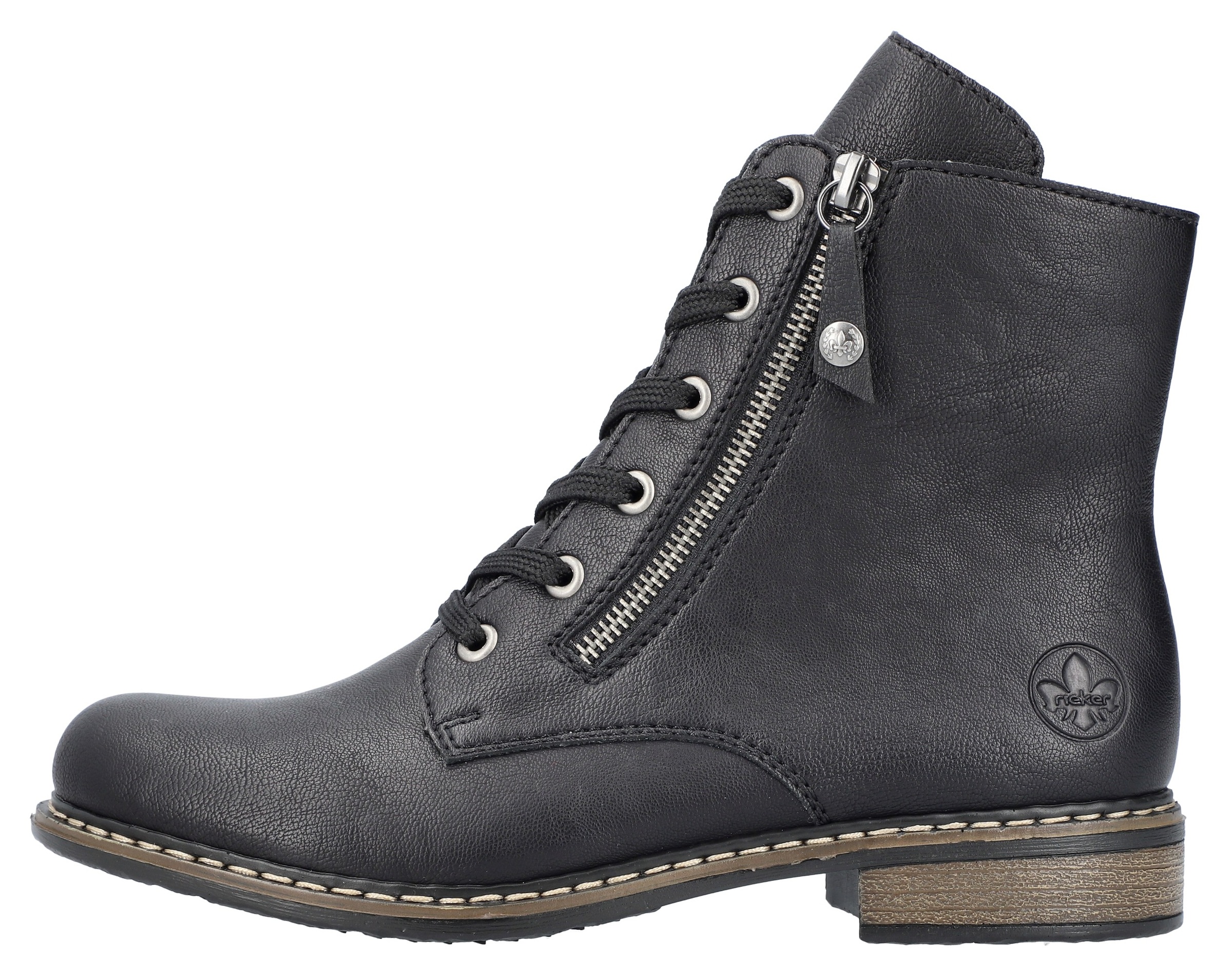 Rieker Stiefelette, Schnürstiefelette, Schnürboots mit Reißverschluss an der Außenseite