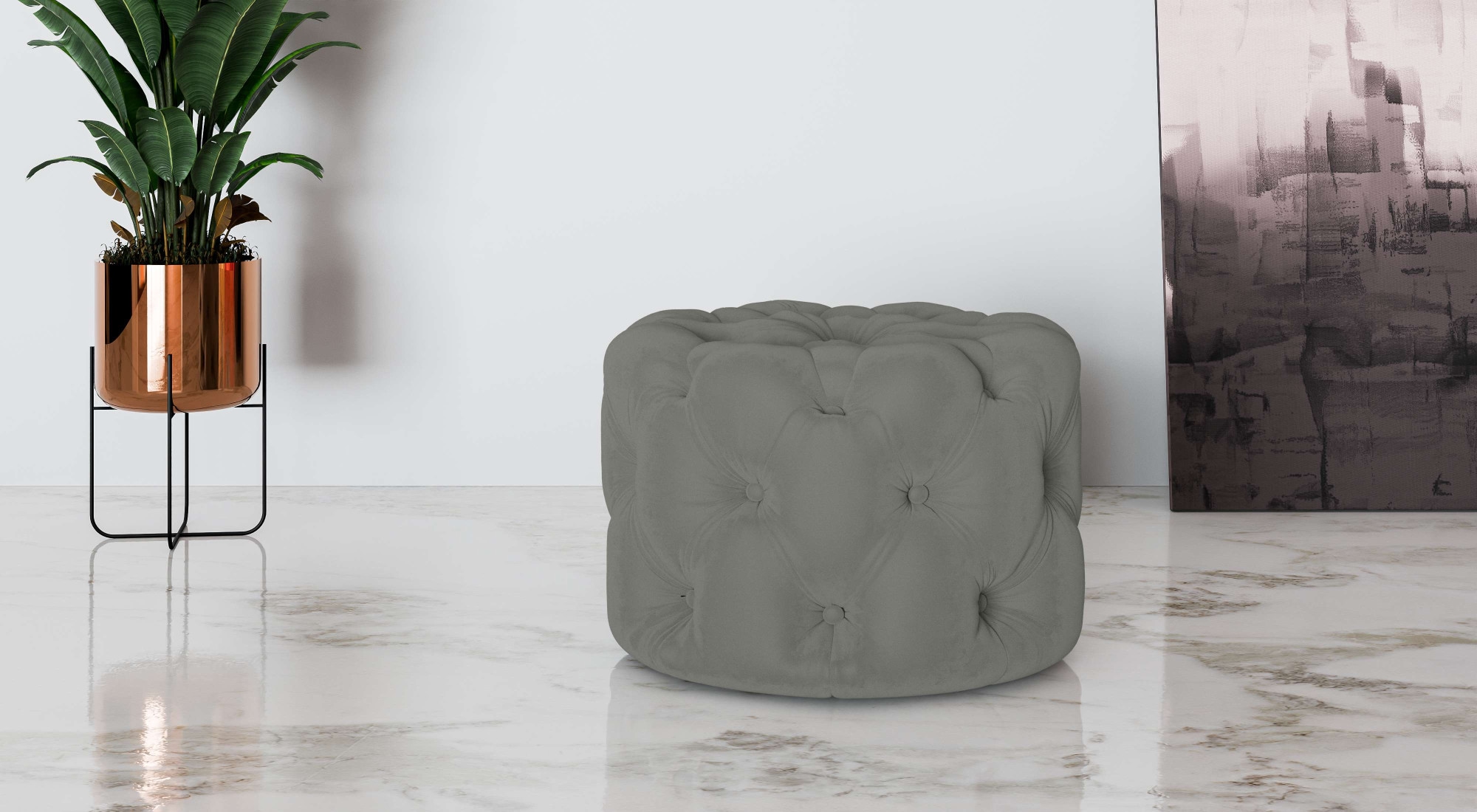 Home affaire Hocker "FOLLINA" Polsterhocker mit klassischer Chesterfield-Kn günstig online kaufen