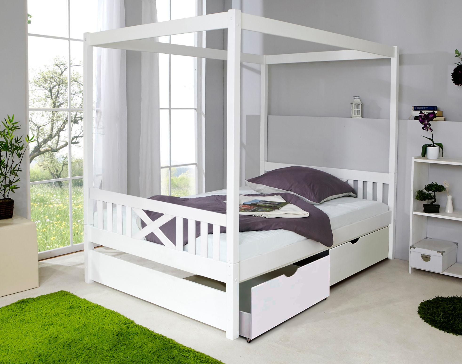 Ticaa Himmelbett "Lino", Himmelbett, inkl. Schubkasten und Rollrost günstig online kaufen