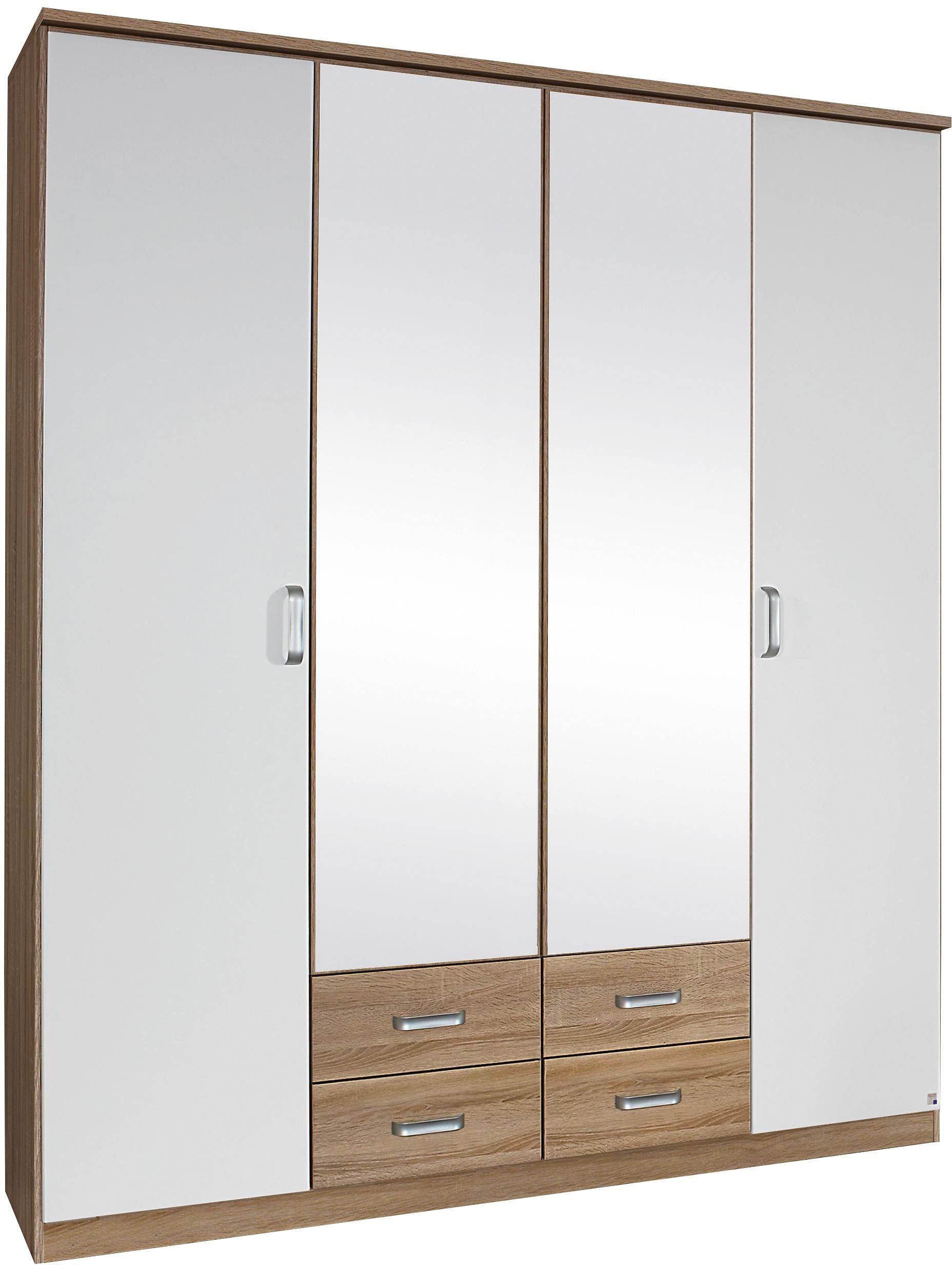 rauch Kleiderschrank "Schrank Drehtürenschrank Garderobe Ankleide Schlafzimmerschrank GANDRA" Breiten 136/181/226/271 cm, Höhe 212 cm, mit Oberkranz und voll aufgelegtem Spiegel MADE IN GERMANY