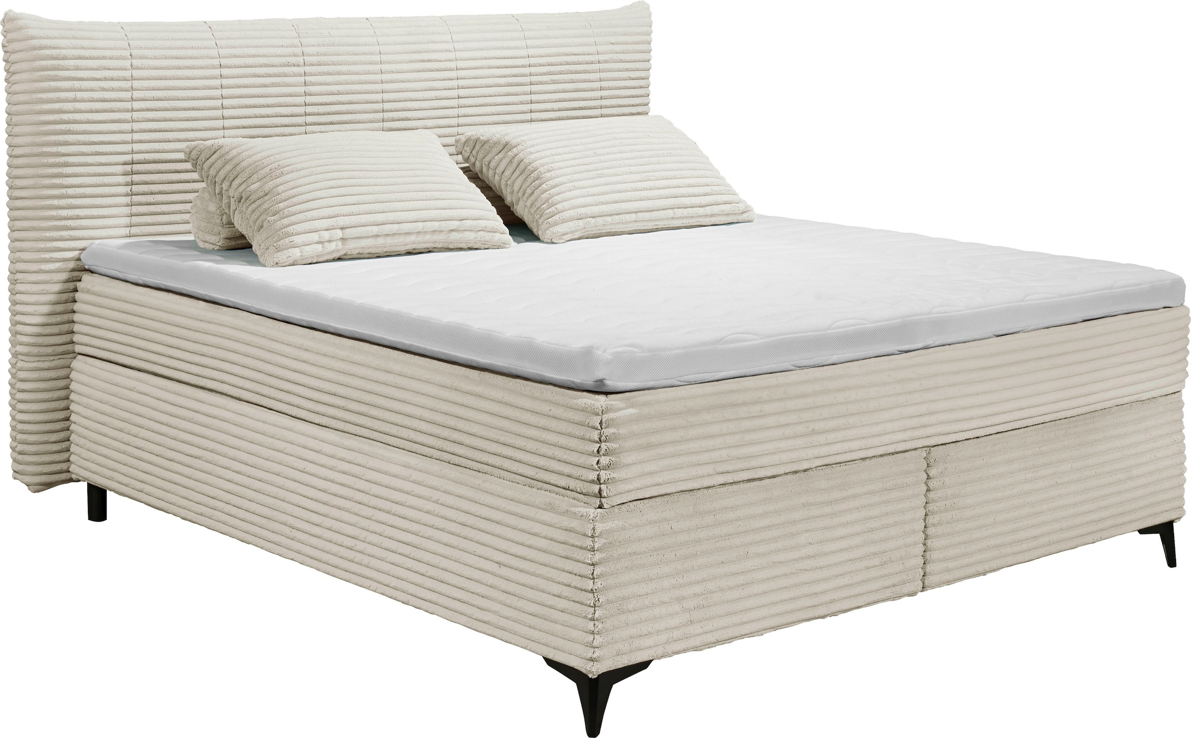 ED EXCITING DESIGN Boxspringbett "Seattle", harte Seite mit Kokosmatte, wei günstig online kaufen