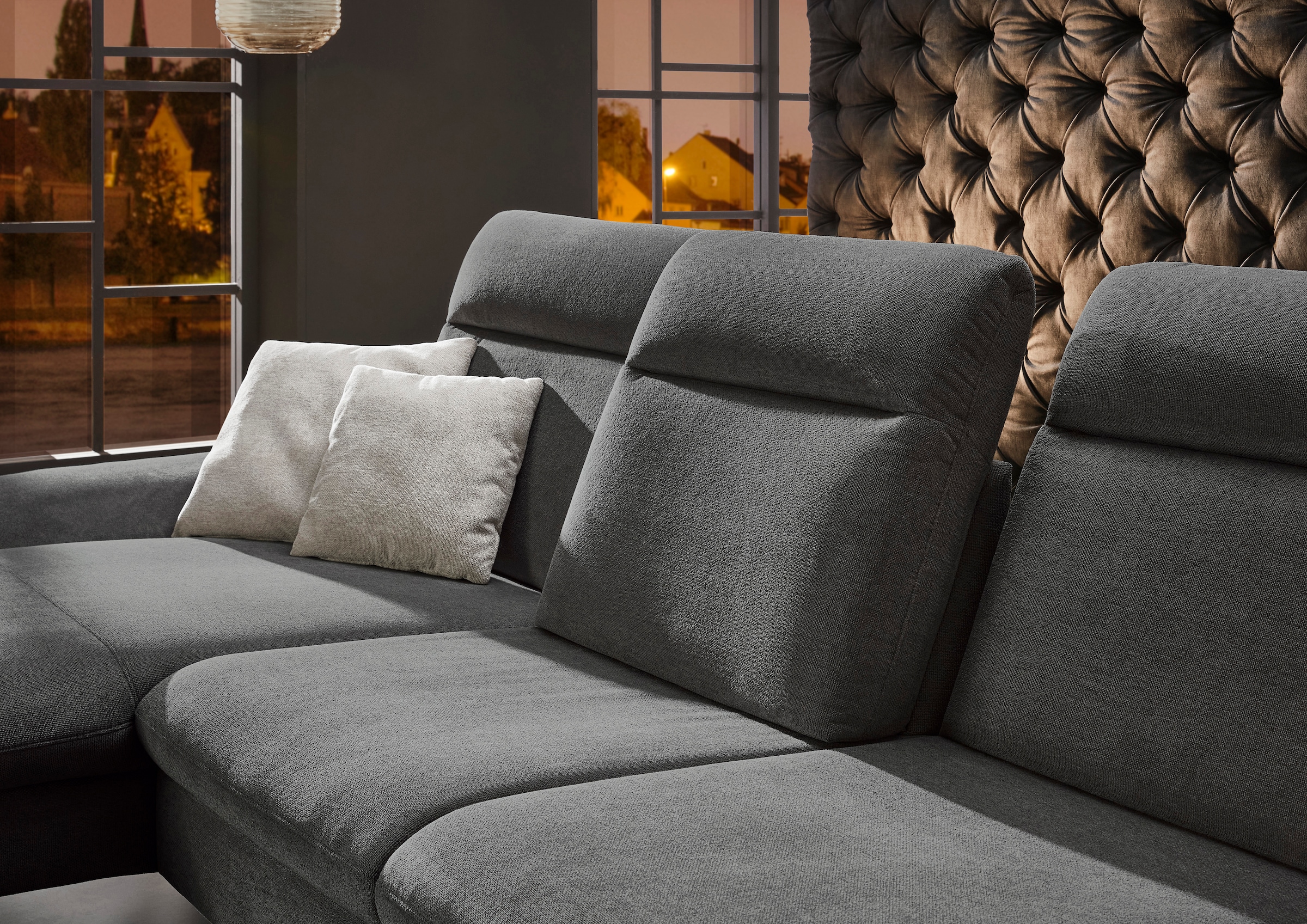HUKLA Ecksofa »HU-HP22156 L-Form«, inkl. Kopfpolsterverstellung, optional mit Sitztiefenverstellung