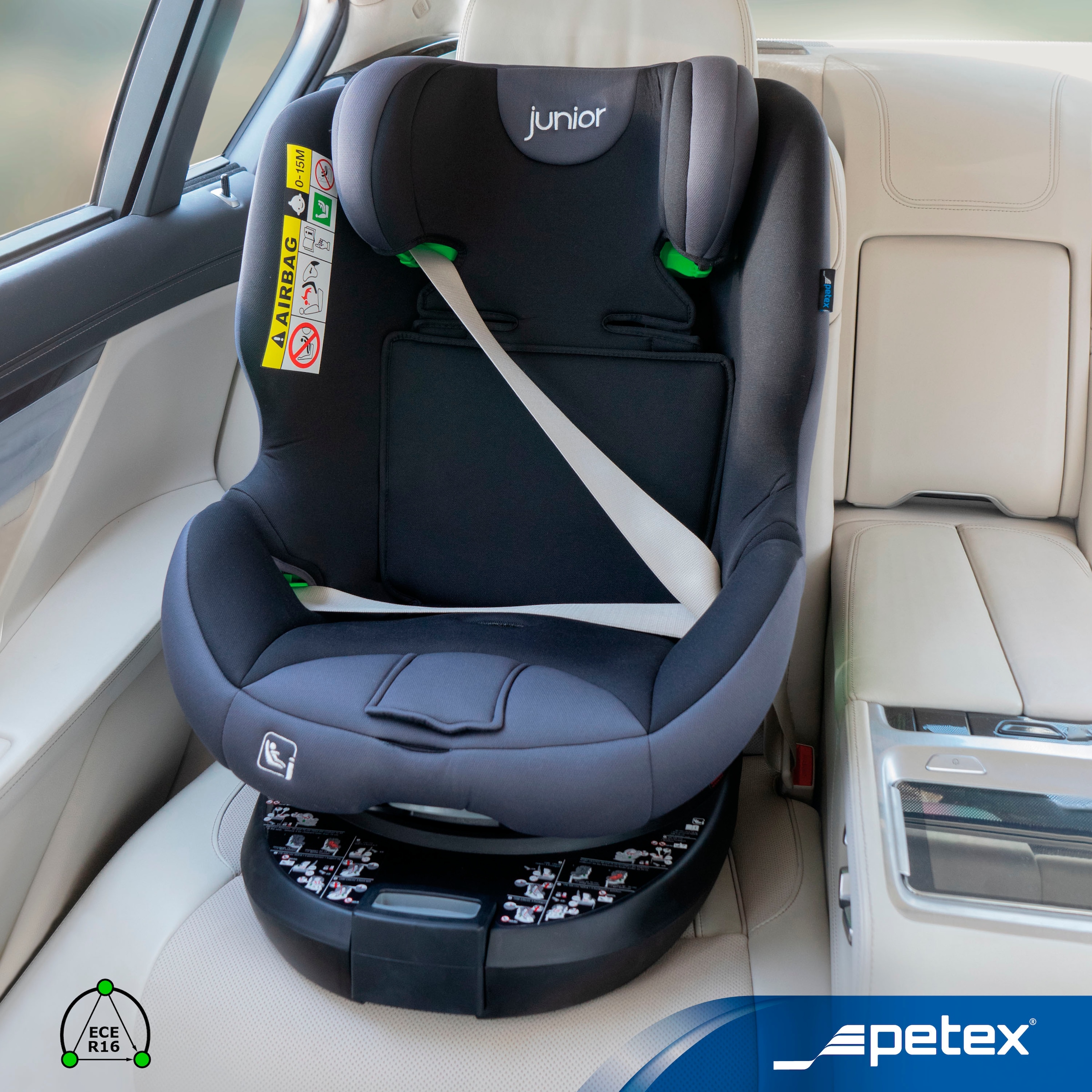 Petex Autokindersitz »King, mit Isofix, grau«, ISOFIX-Befestigung & Stützfuß oder mit 3-Punkt-Gurt des Fahrzeugs