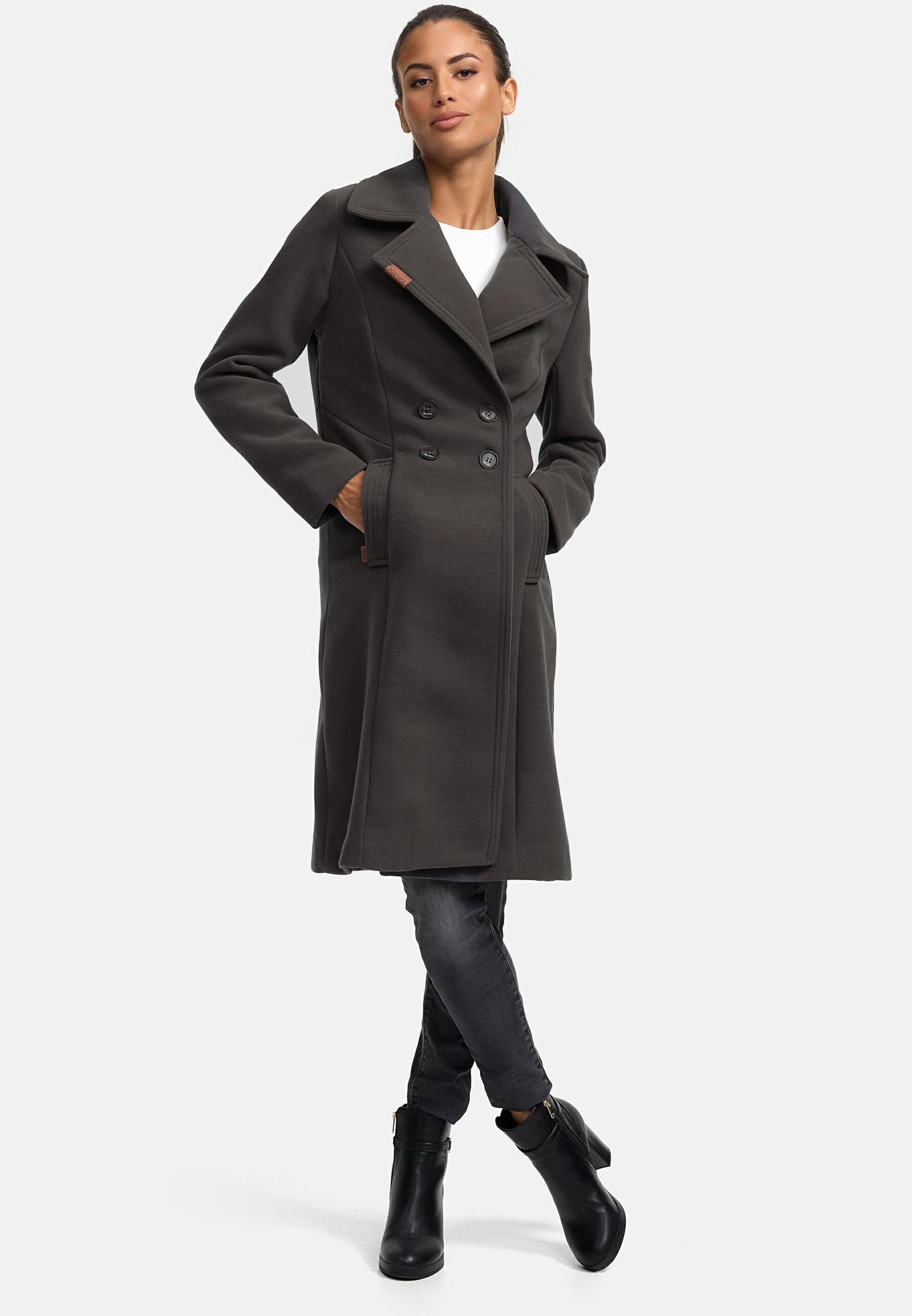 Navahoo Wintermantel »Wooly«, edler Damen Trenchcoat in Wollmantel-Optik
