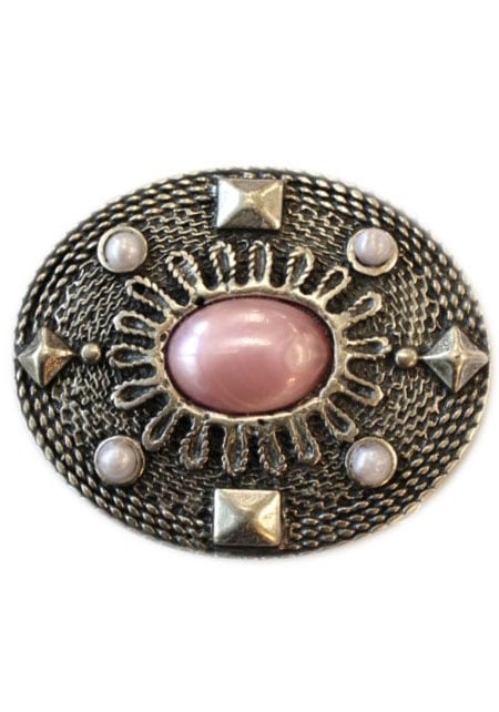 Rettungsring Gürtel Gürtelschnalle Wechselschnalle "Oval Mit Rosa Stein" günstig online kaufen