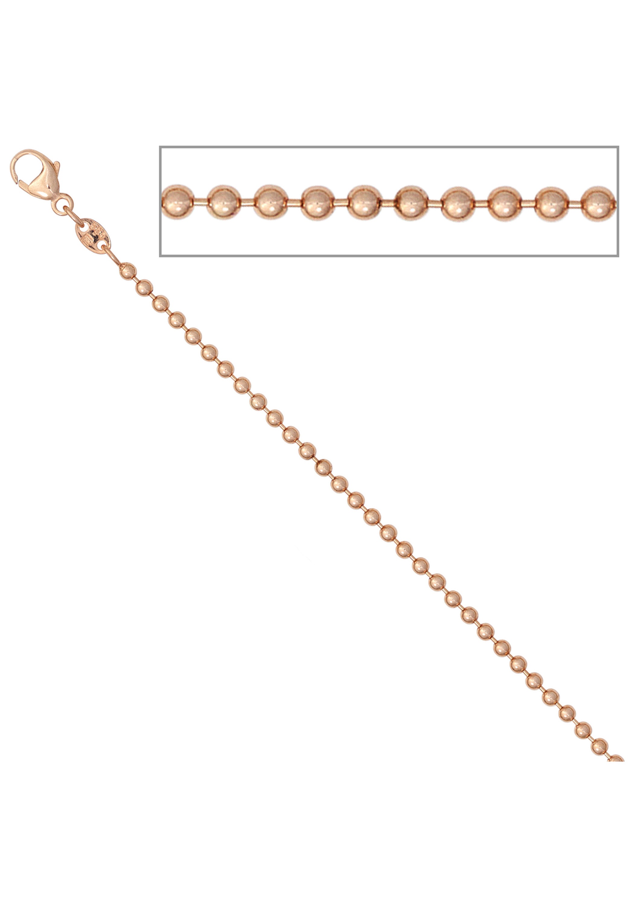 JOBO Goldkette, Kugelkette 585 Roségold 50 cm 2,0 mm