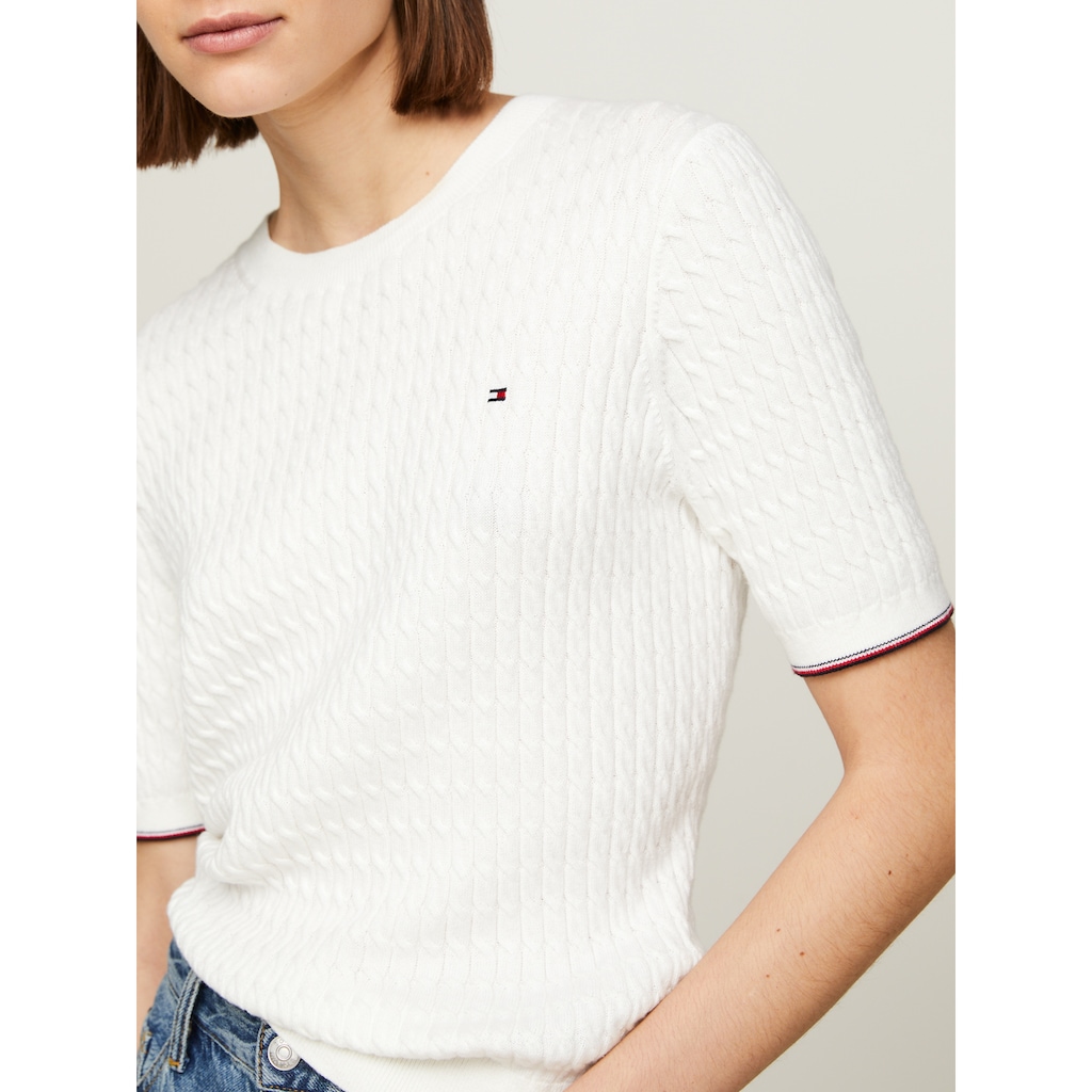 Tommy Hilfiger Kurzarmpullover »CO CABLE RWB C-NK SS SWT«