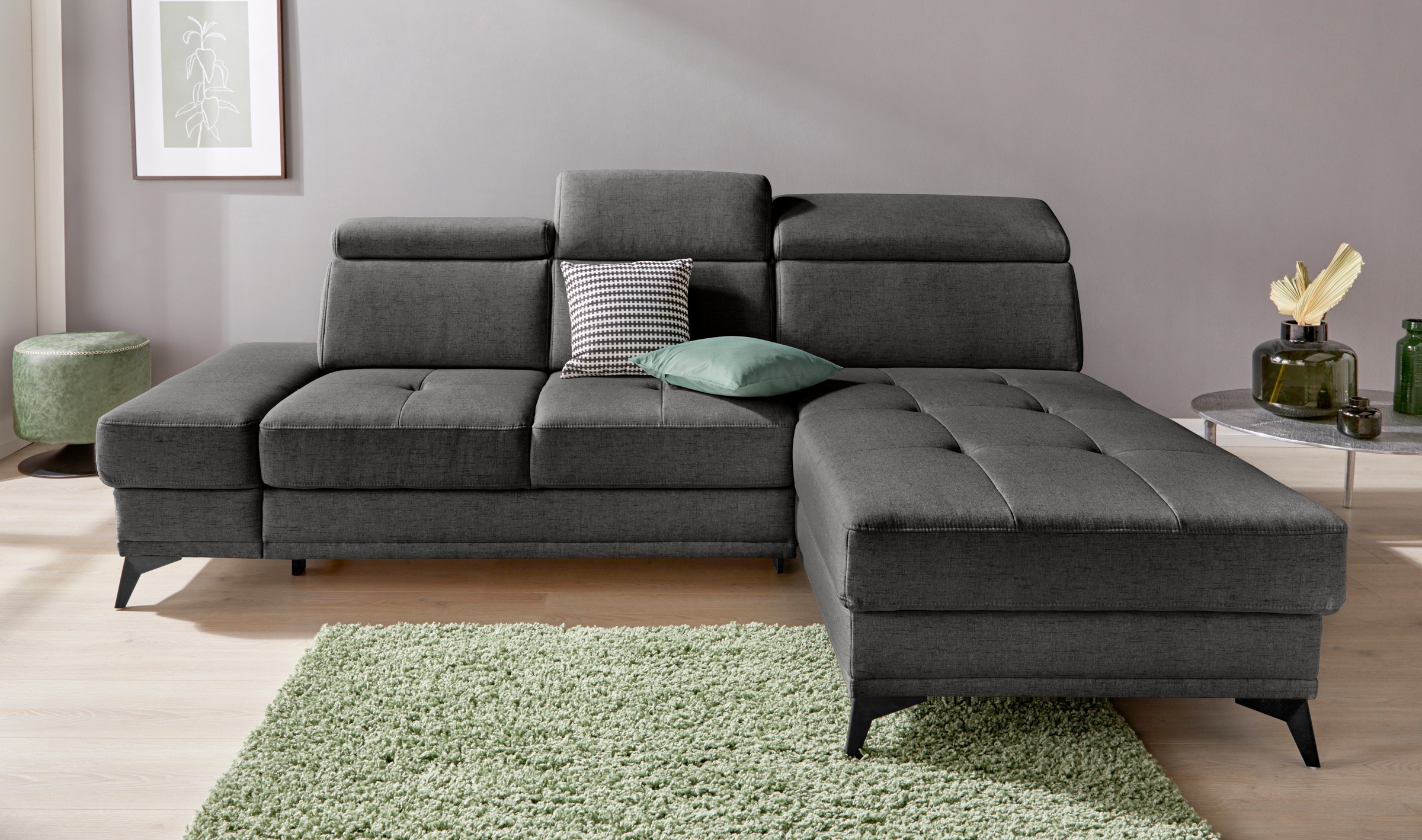 Home affaire Ecksofa "Cardiz L-Form" inkl.Kopfteilverstellung und Federkern günstig online kaufen