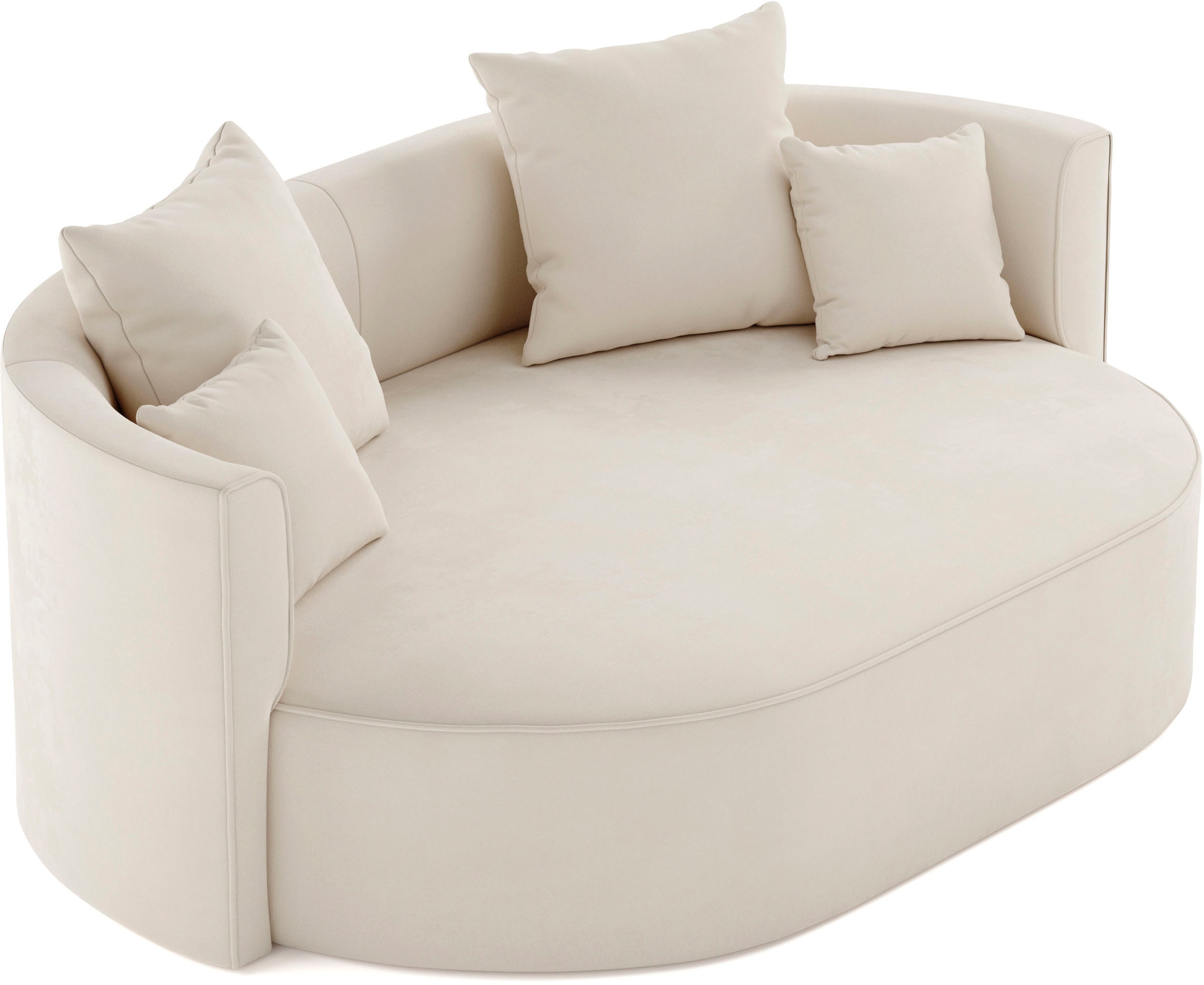 LeGer Home by Lena Gercke 2,5-Sitzer »ISALIE, rundes Loungesofa, mit Kissen, perfekt gepolstert«, moderne Stoffe, mit 4 Zierkissen, extra große Sitzfläche