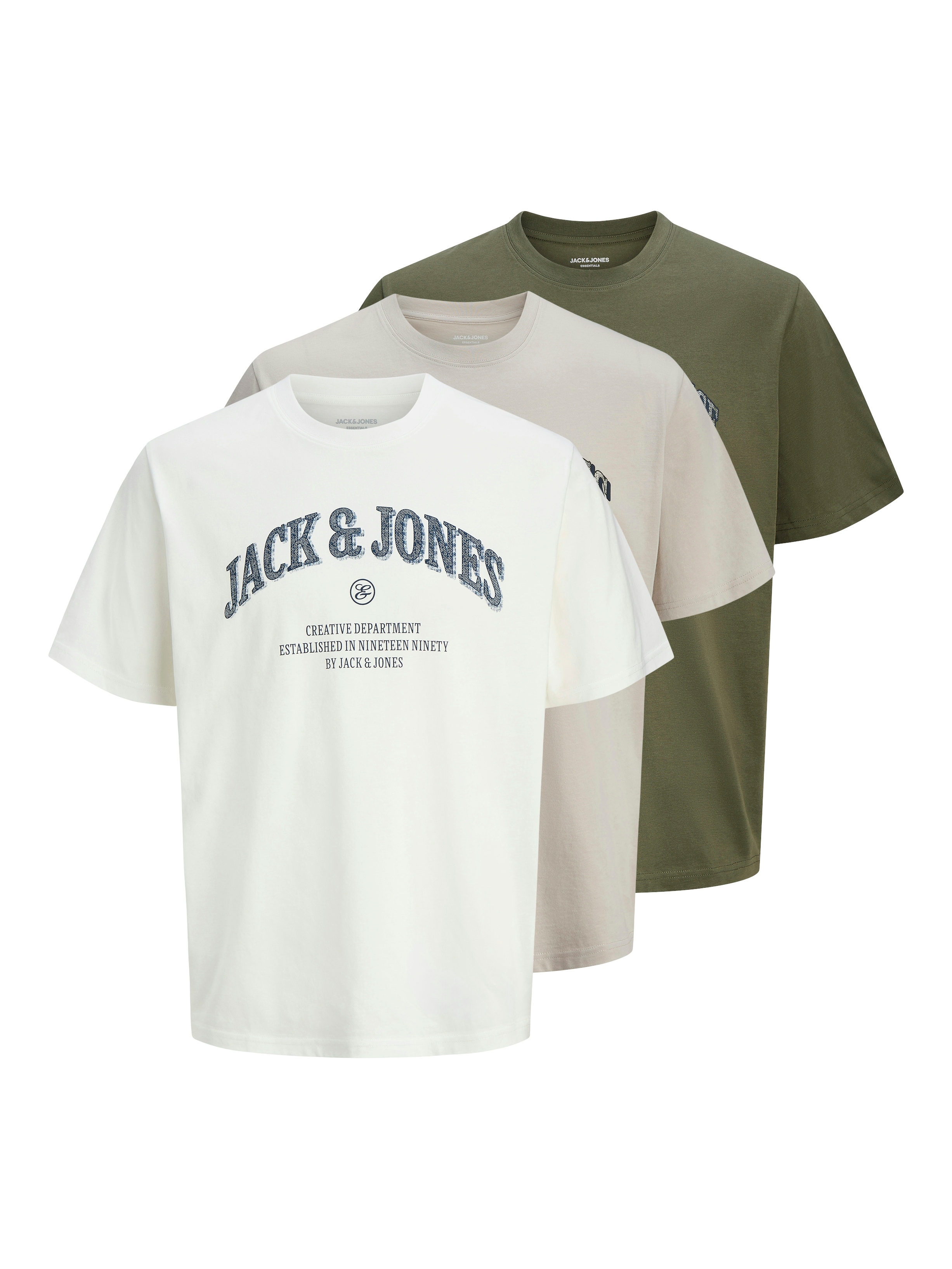 Jack & Jones 1100000002199 "JJEDENVER GRAPHIC TEE SS O-NECK 3PK MP" Packung, 3 tlg.