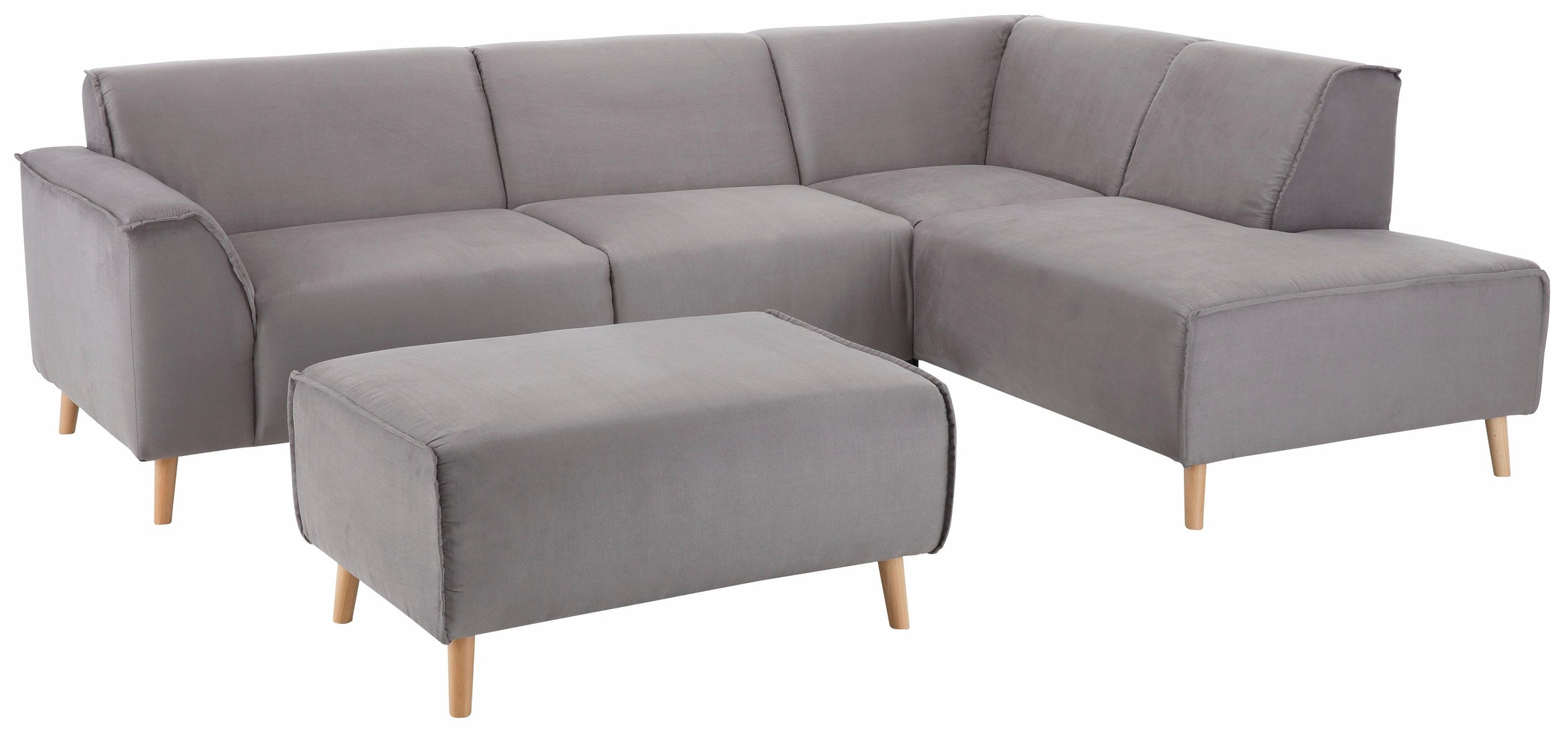 Home affaire Ecksofa »Julia zeitlose und elegante Couch, hoher Sitzkomfort, L-Form«, Federkern-Polsterung, Holzfüße, Keder