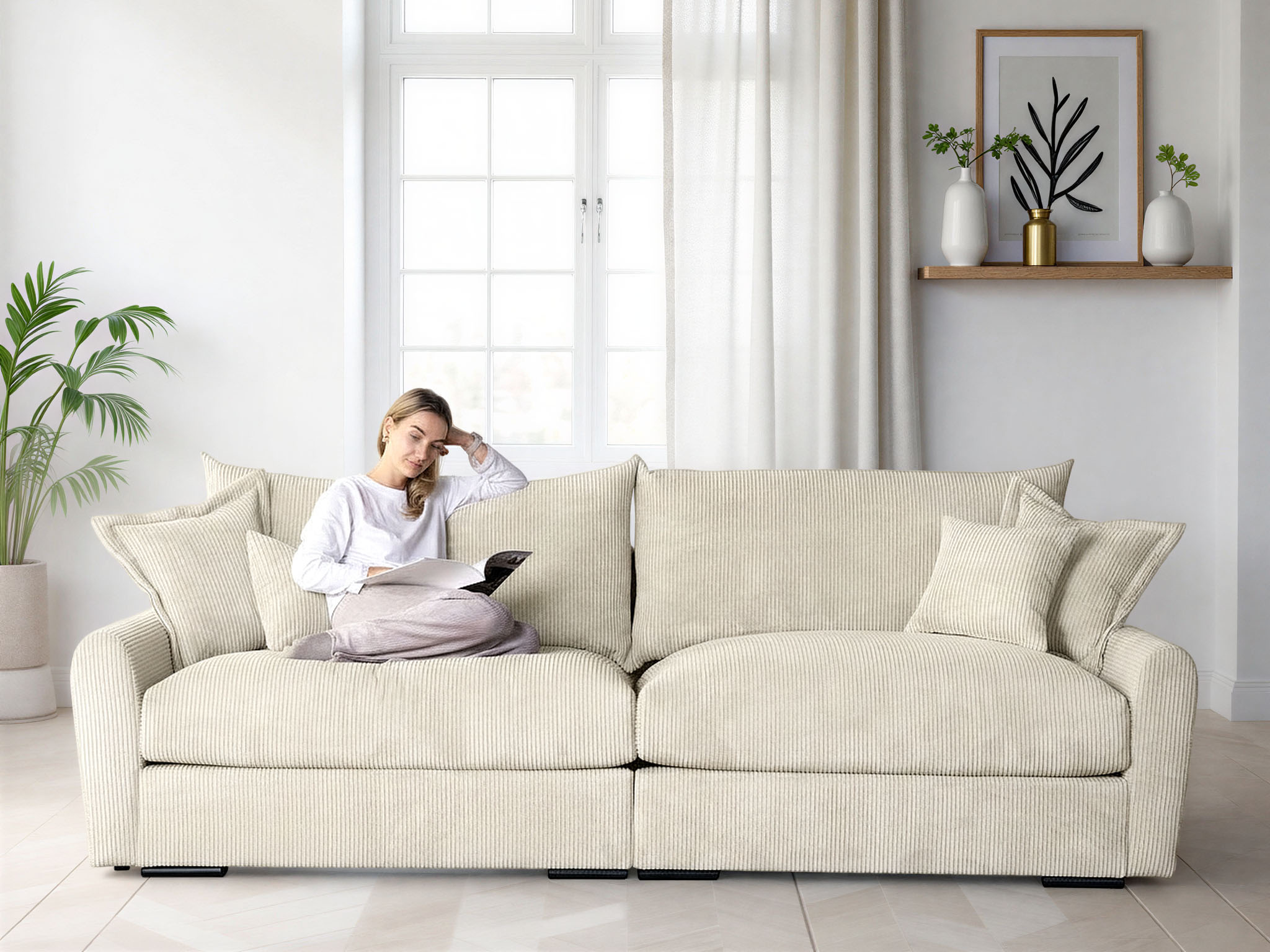 Home affaire "Finca XL, B: 190 cm" 4 Zierkissen, Mega-Sofa, in Cord oder Chenille-Struktur, Federkern