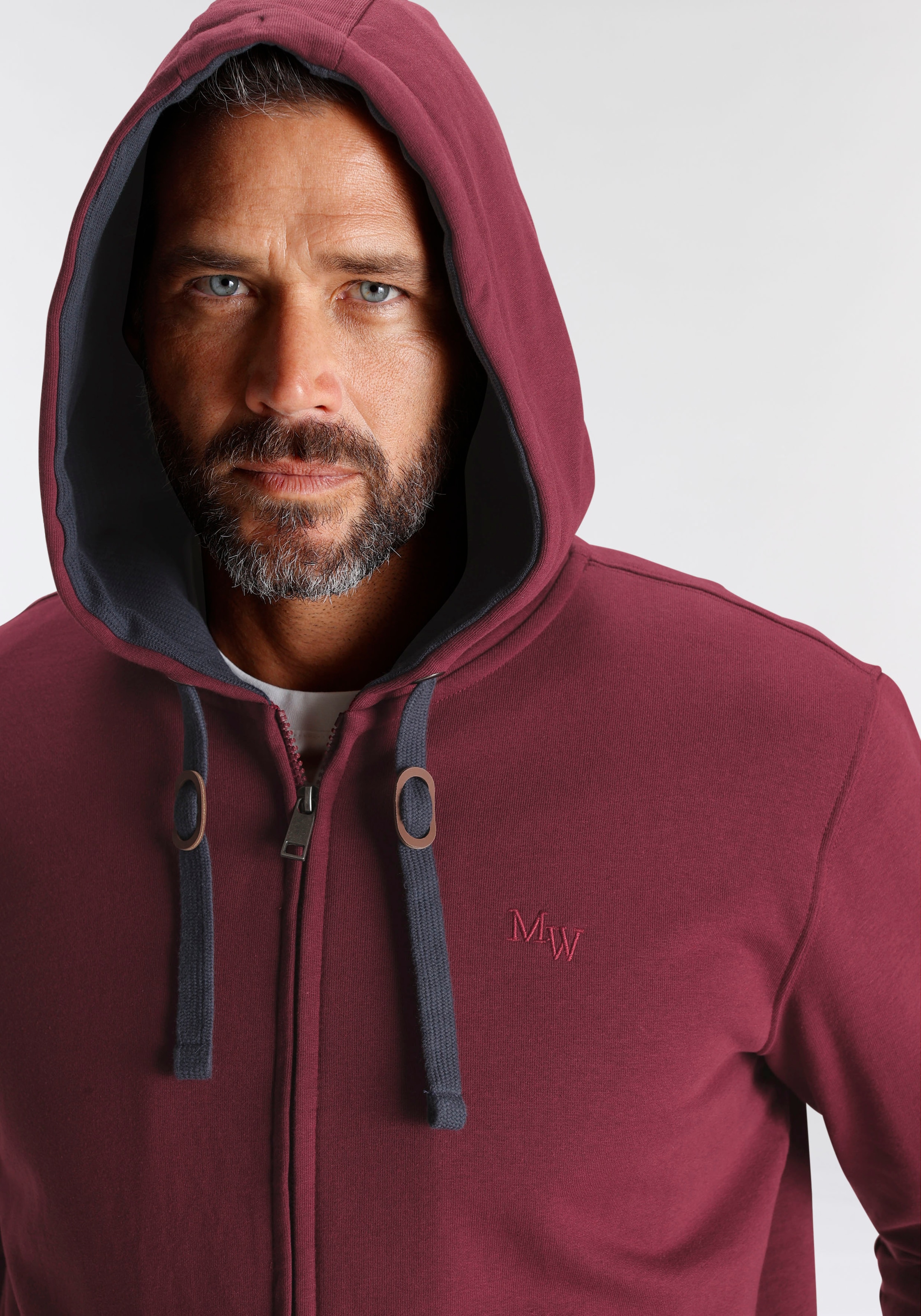 Man's World Kapuzensweatjacke, mit kontrastfarbigem Innenfutter