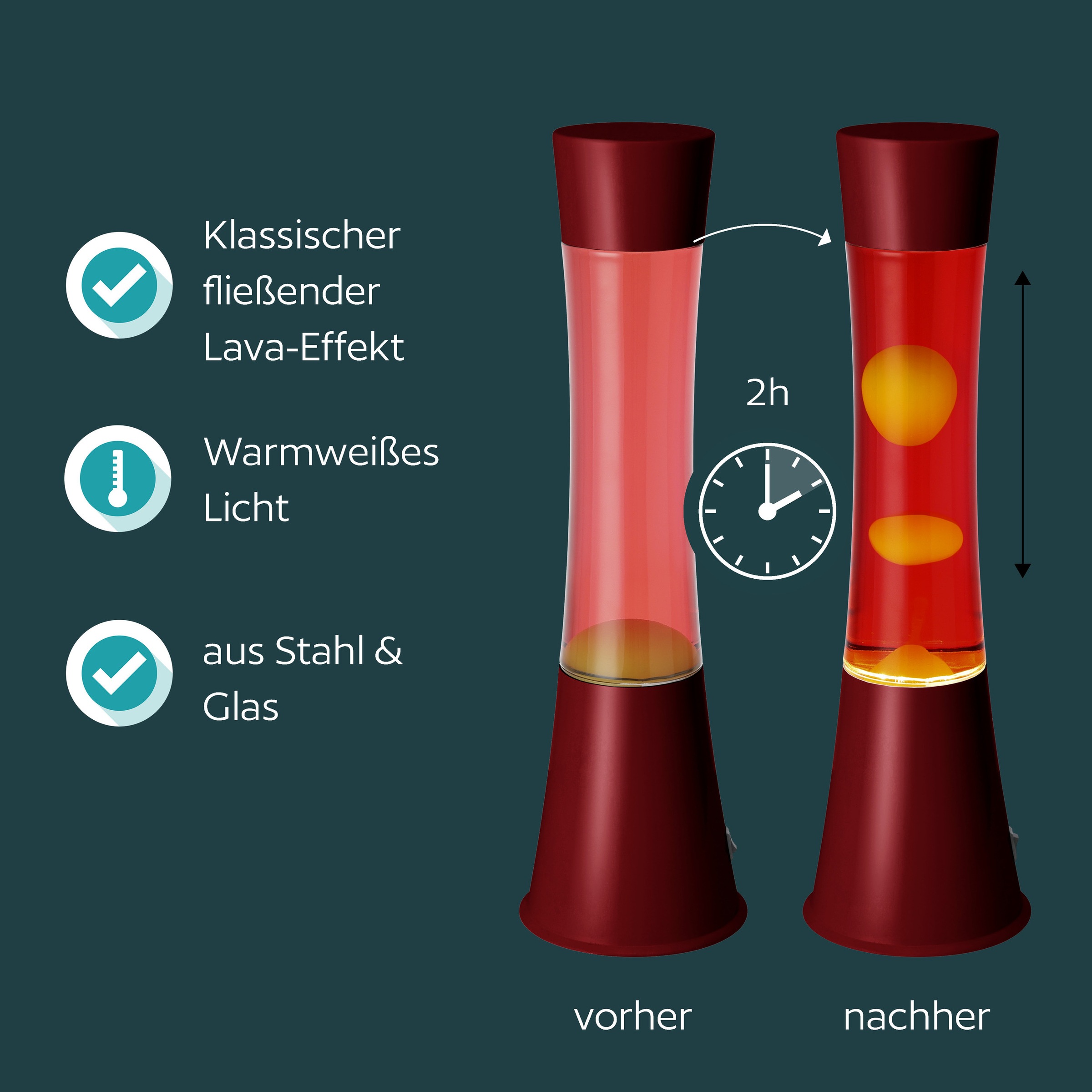 EGLO LED Tischleuchte »LAVA« LED-Modul 1 Stk. LED Lavalampe Lava, Deko Lampe Wassersäule, Retro Lavaleuchte