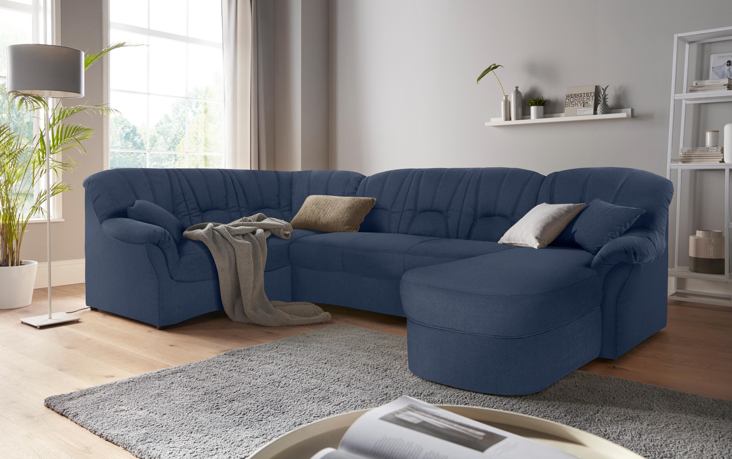 DOMO collection Wohnlandschaft »Bahia mit viel Platz, zeitloses Design, U-Form«, wahlweise mit Bettfunktion