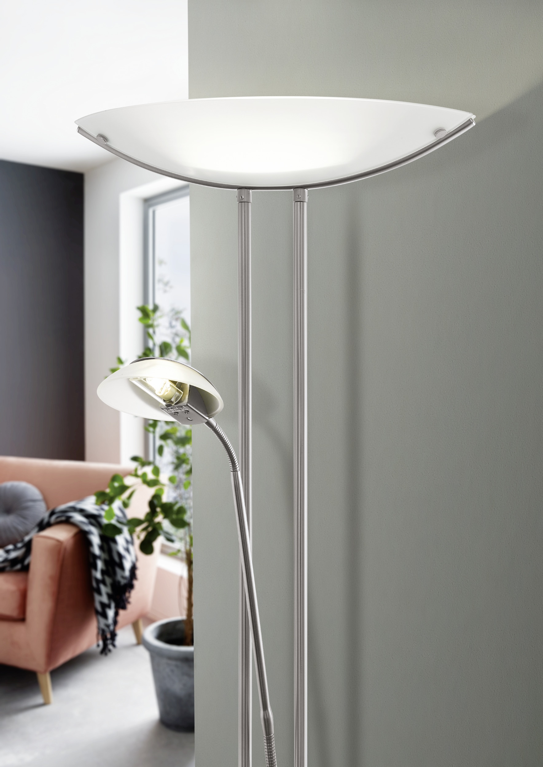 EGLO Stehlampe »BAYA Stehlampe - Stahl - R7S;G9 - 1X230W;1X33W - IP20« LED-Modul 1 Stk. Standleuchte, Leselampe, Wohzimmer, Schlafzimmer, L44 x H180 cm