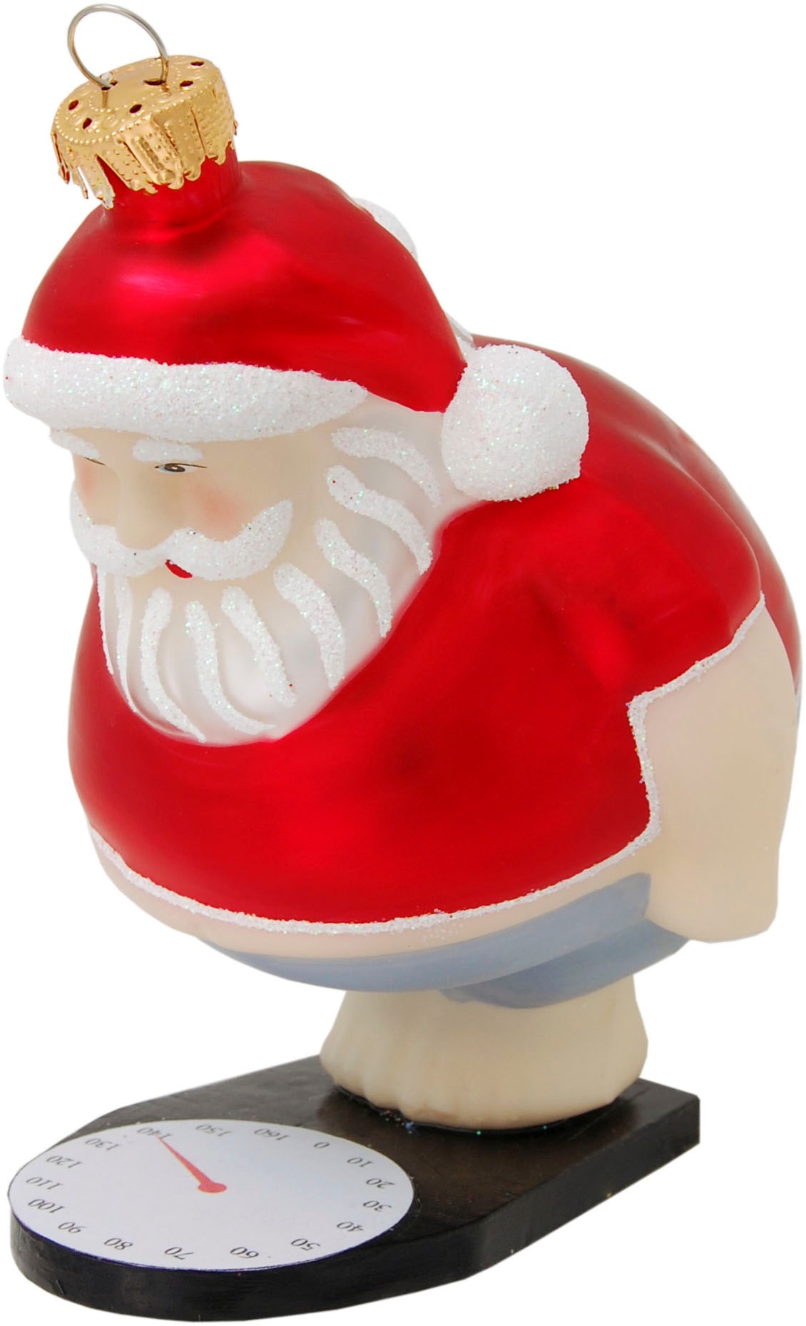 Krebs Glas Lauscha "Weihnachtsmann auf Waage OHOHOH"