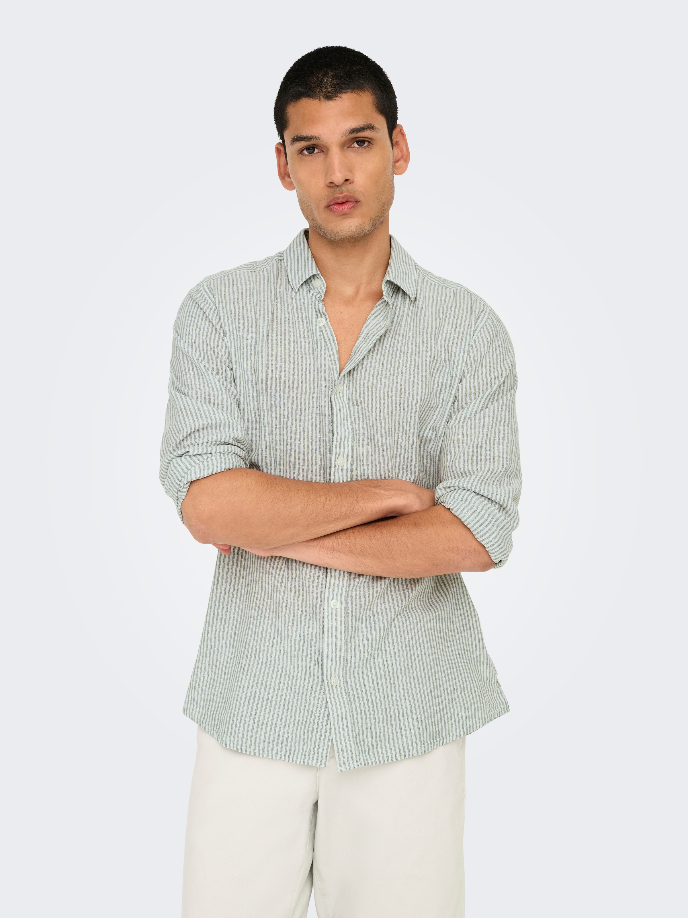 ONLY & SONS Kurzarmhemd »ONSCAIDEN LS STRIPE LINEN SHIRT 660 NOOS«