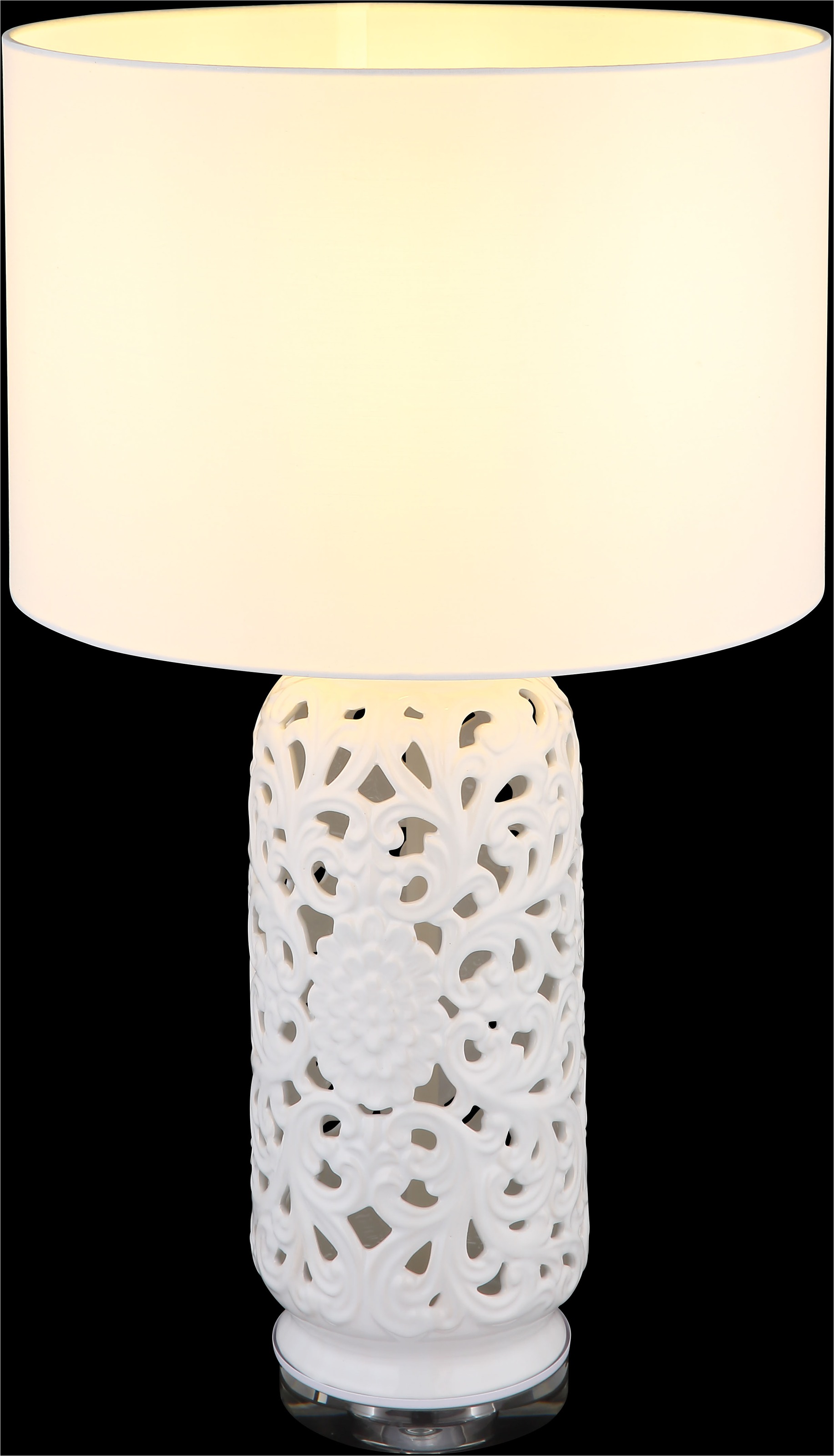 GLOBO LIGHTING Tischleuchte »SEBASTIAN«, Leuchtmittel E27 | ohne Leuchtmittel, Tischlampe/Schlafzimmer/Wohnzimmer/Textil weiß