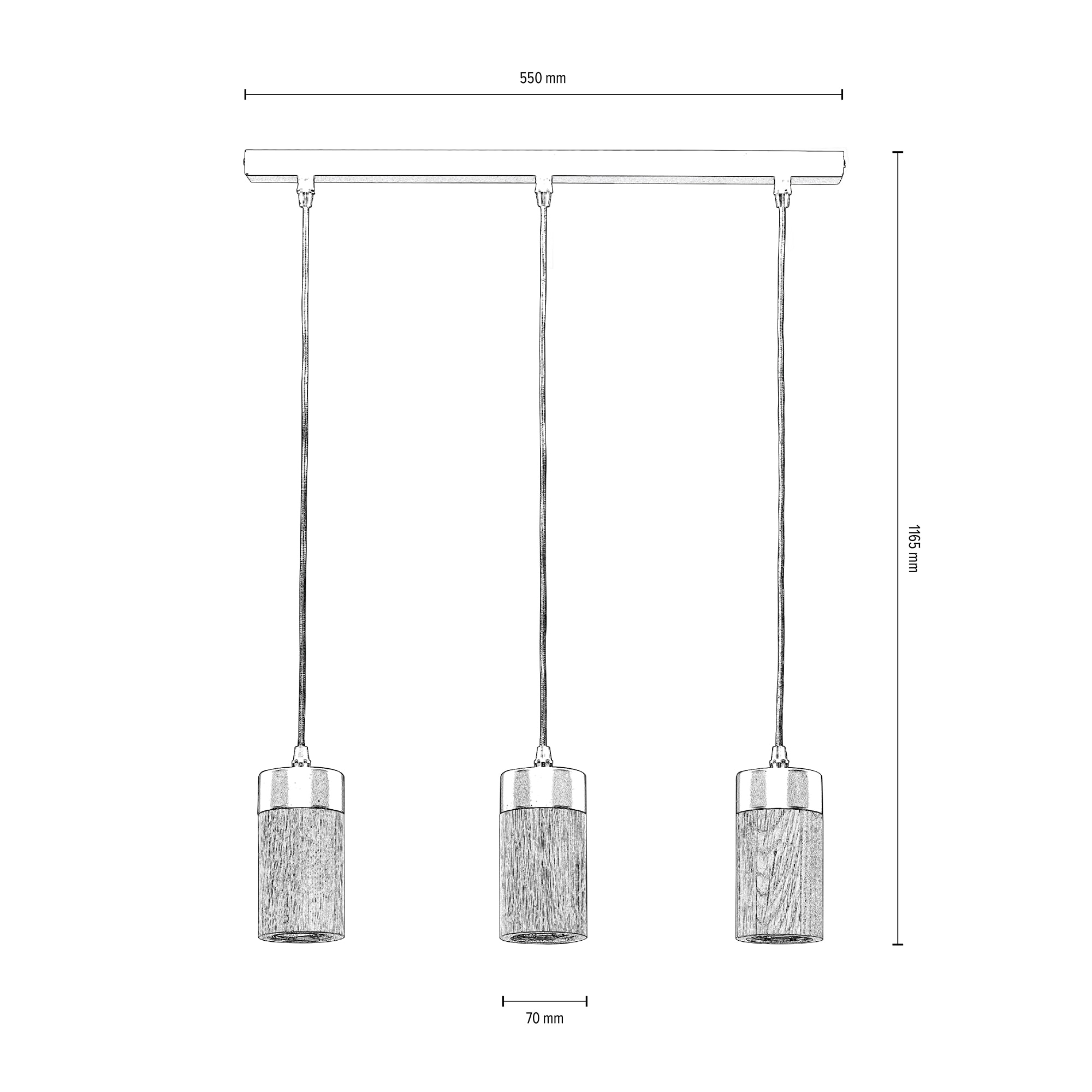 BRITOP LIGHTING und Hängeleuchte, | edlem Metall, 3 LED-Leuchtmittel Pendelleuchte Aus BAUR Eichenholz »ANNICK«, inkl. flammig-flammig