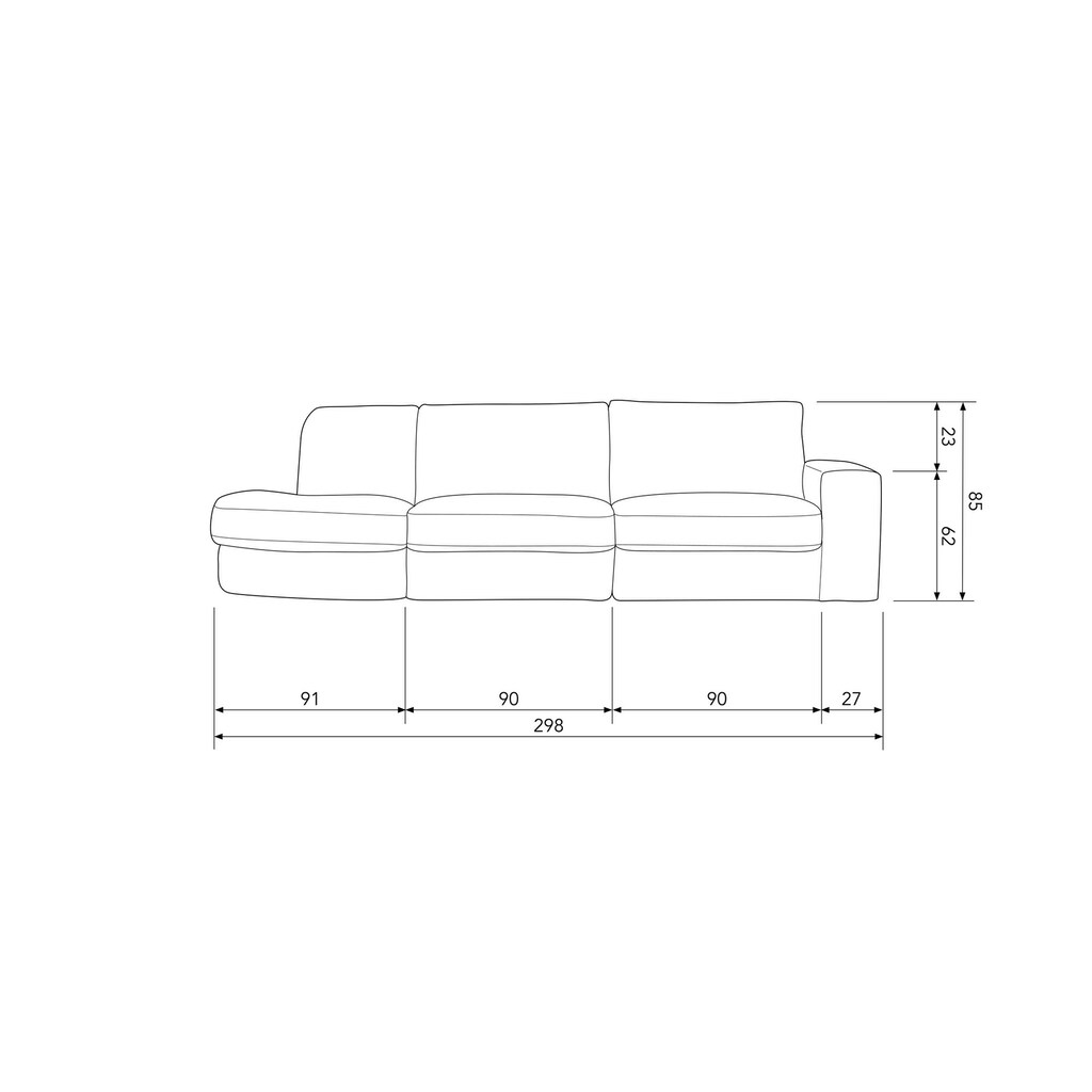 WOOOD 2,5-Sitzer »Family 2,5-Sitzer Sofa Rundung Links«, mit Ottomane