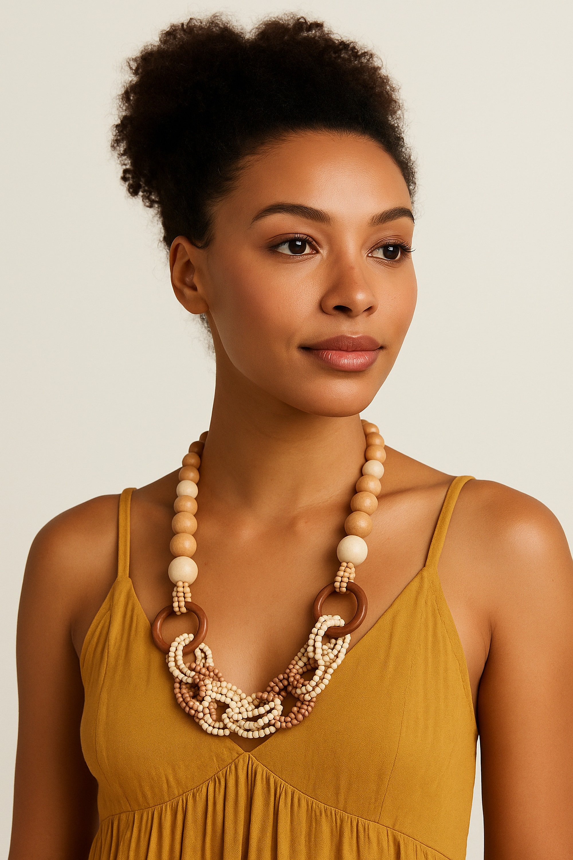 COLLEZIONE ALESSANDRO Kette mit Anhänger »Runa« mit Kettengliedern aus kleinen Holzperlen