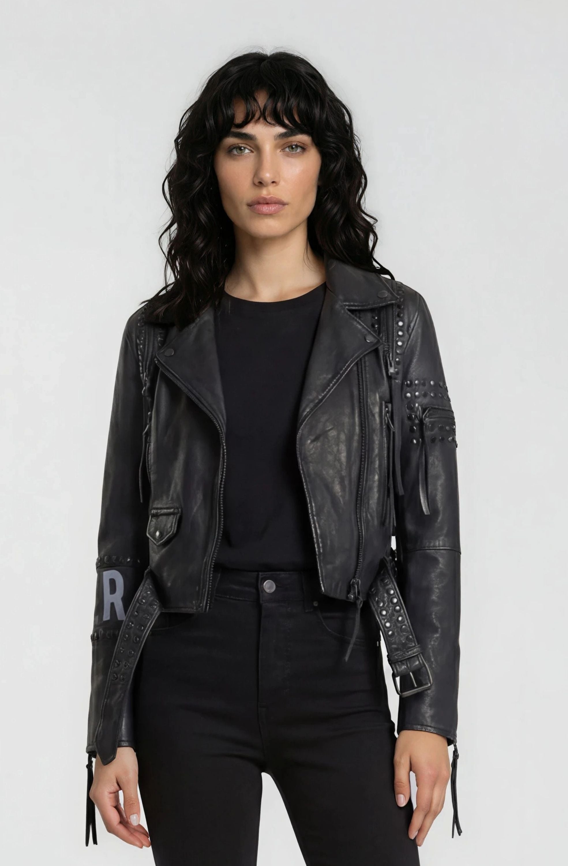 trueprodigy Lederjacke "Ava mit Print und Nieten" ohne Kapuze