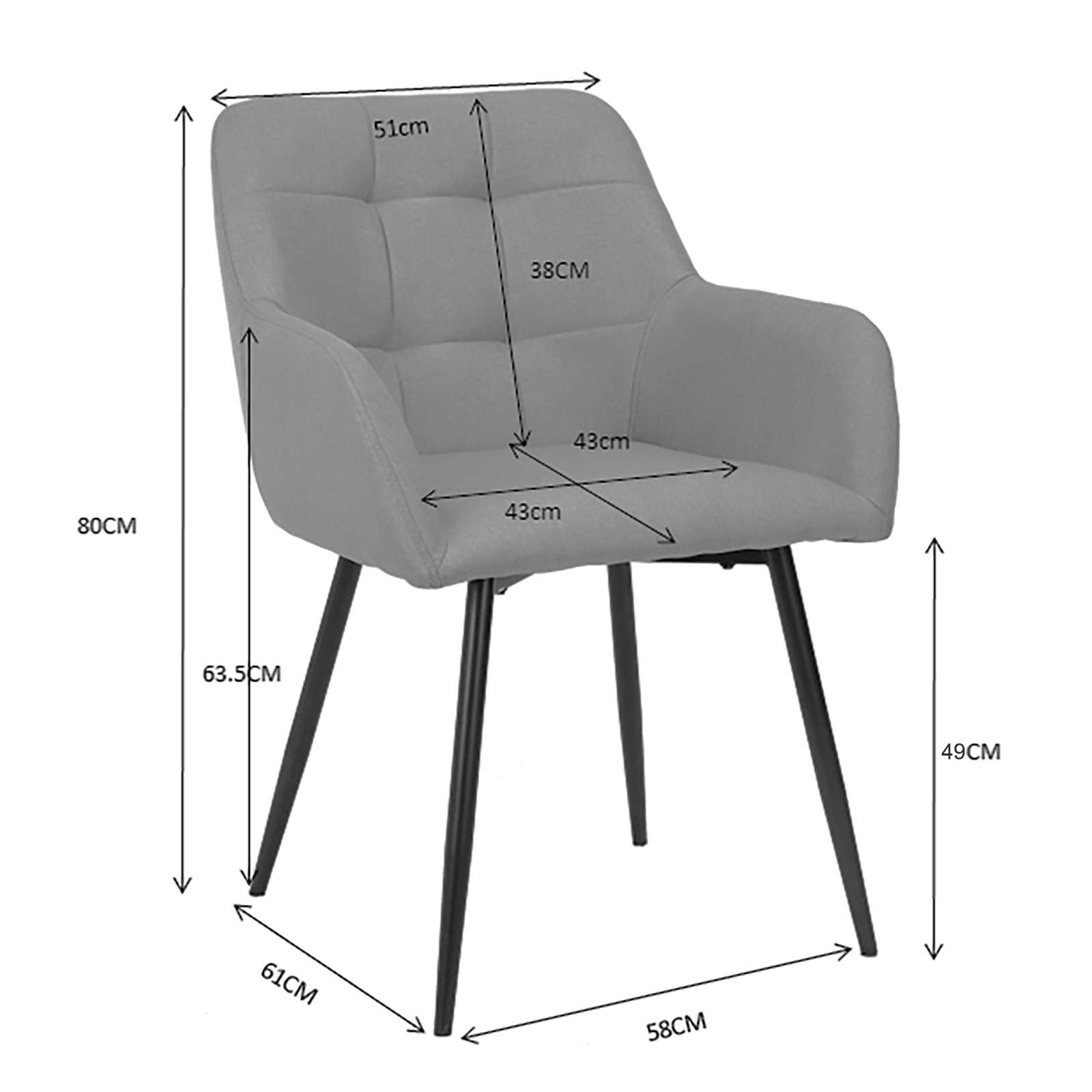 OTTO home Esszimmerstuhl »Bostony«, 2 St., gepolsterte Rückenlehne, Armlehne und Sitzfläche, Sitzhöhe 49 cm
