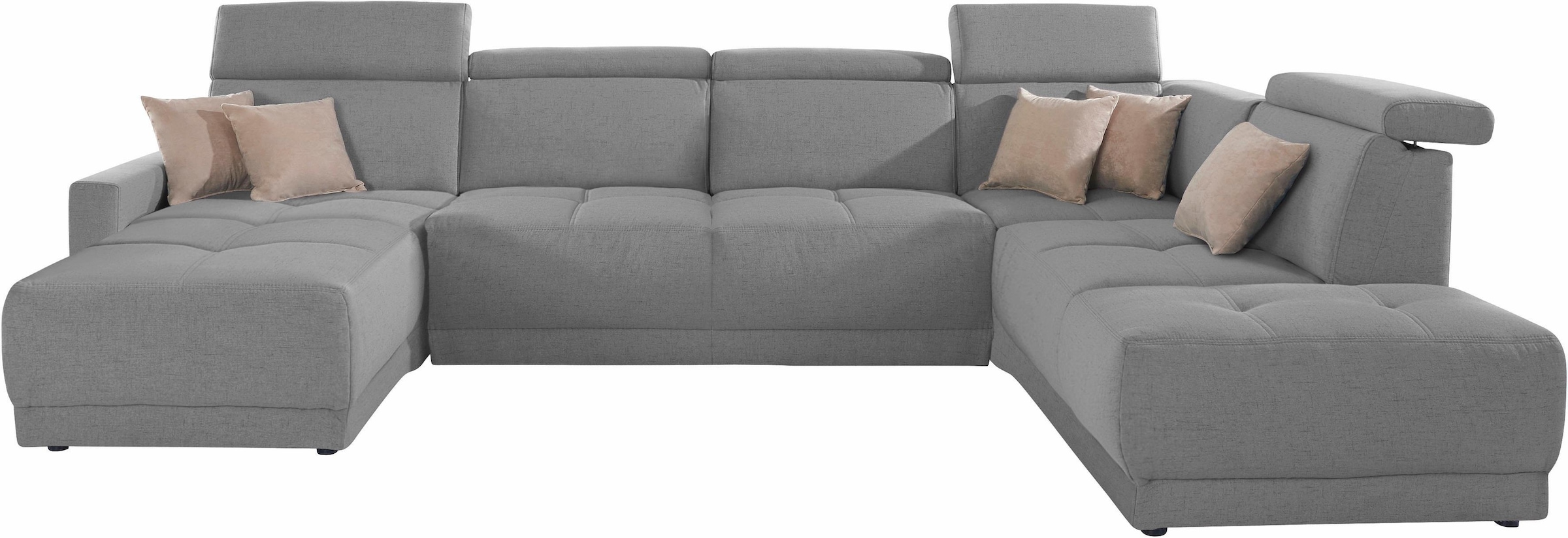 DOMO collection Wohnlandschaft »Ava moderne Sitzheftung mit toller Doppelnaht, komfortabel, U-Form«, mit Federkern, wahlweise mit Kopfteilverstellungen