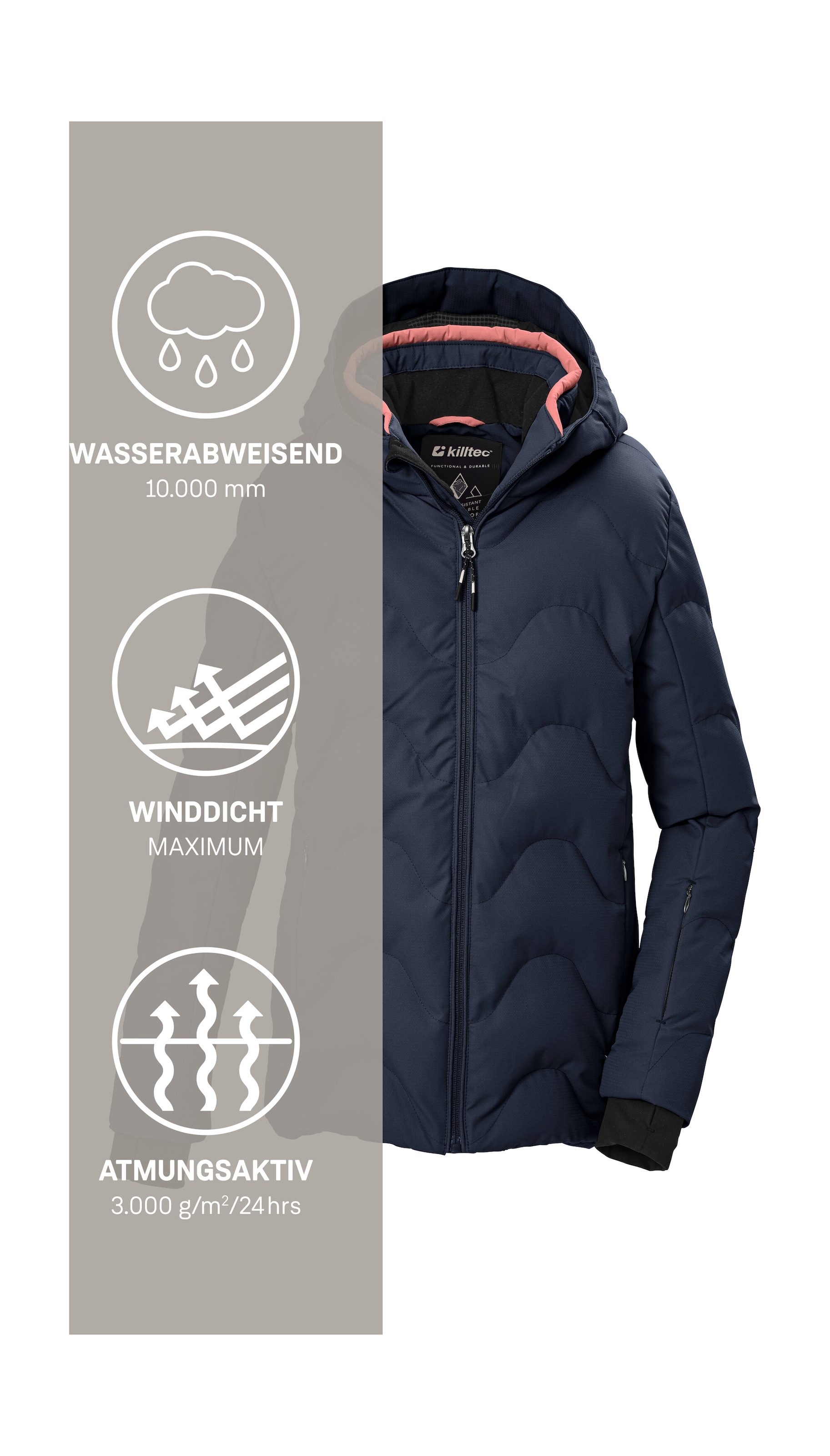 Killtec Skijacke »KSW 194 GRLS SKI JCKT« Winddichte, wasserabweisende Kinder-Ski-Steppjacke
