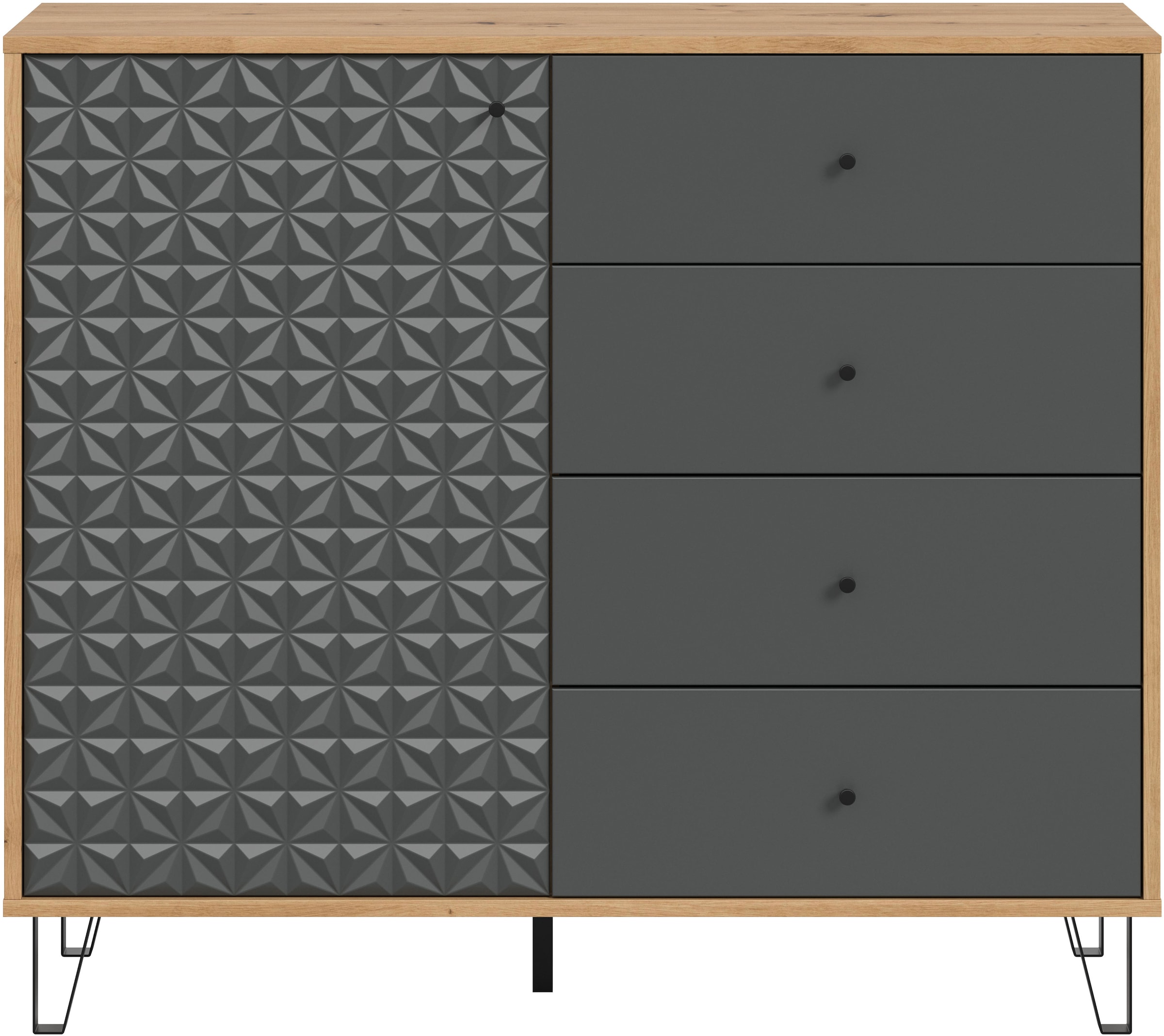 Home affaire Highboard »VICENZA, Breite 110cm, 1 Tür, 2 Einlegeböden, 3 Fächer, 4 Schubkästen« Kommode, Schrank, Anrichte, Board, Wohnzimmerschrank
