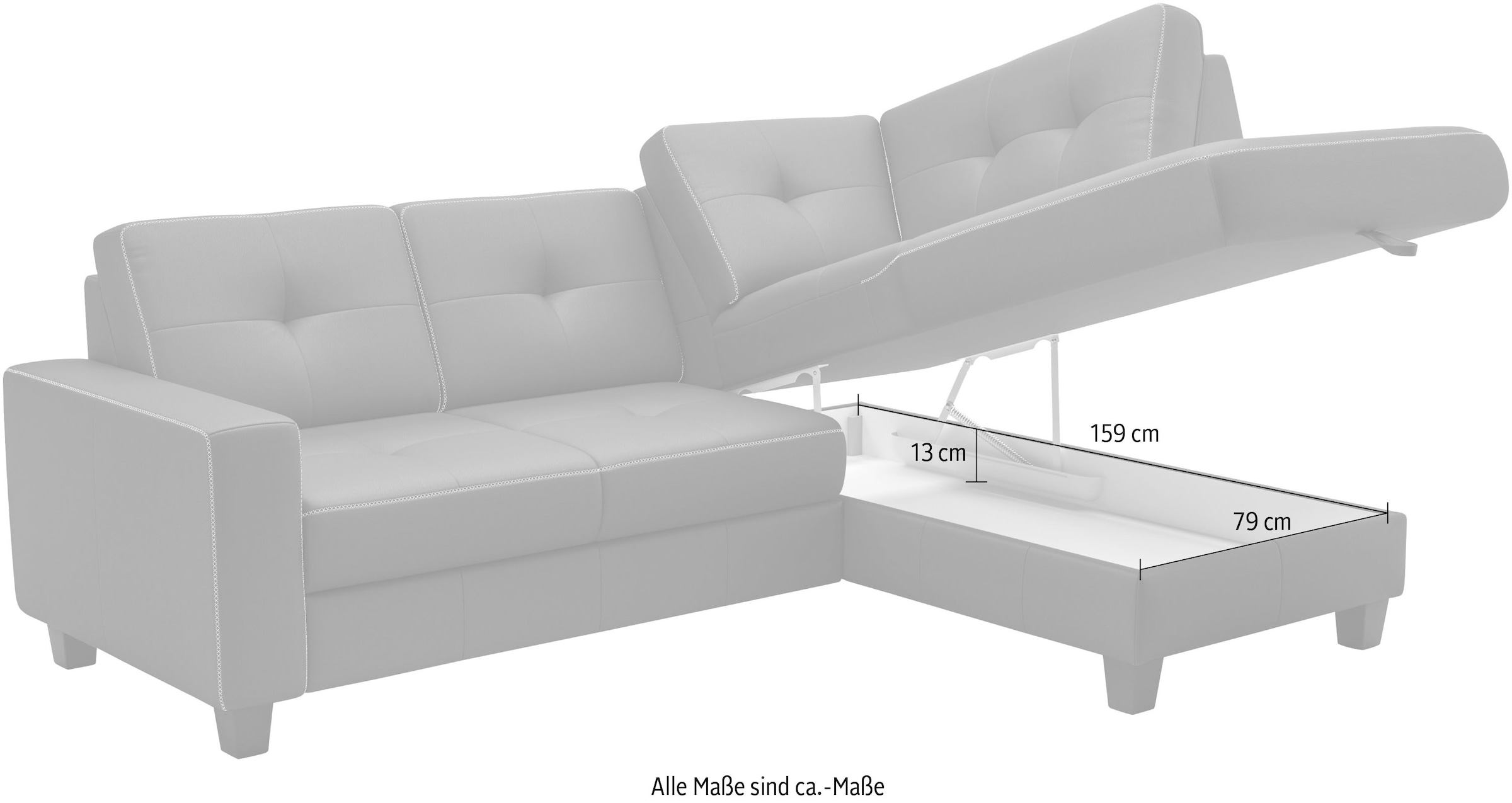 Places of Style Ecksofa »Varese«, wahlweise mit Bettfunktion und Bettkasten