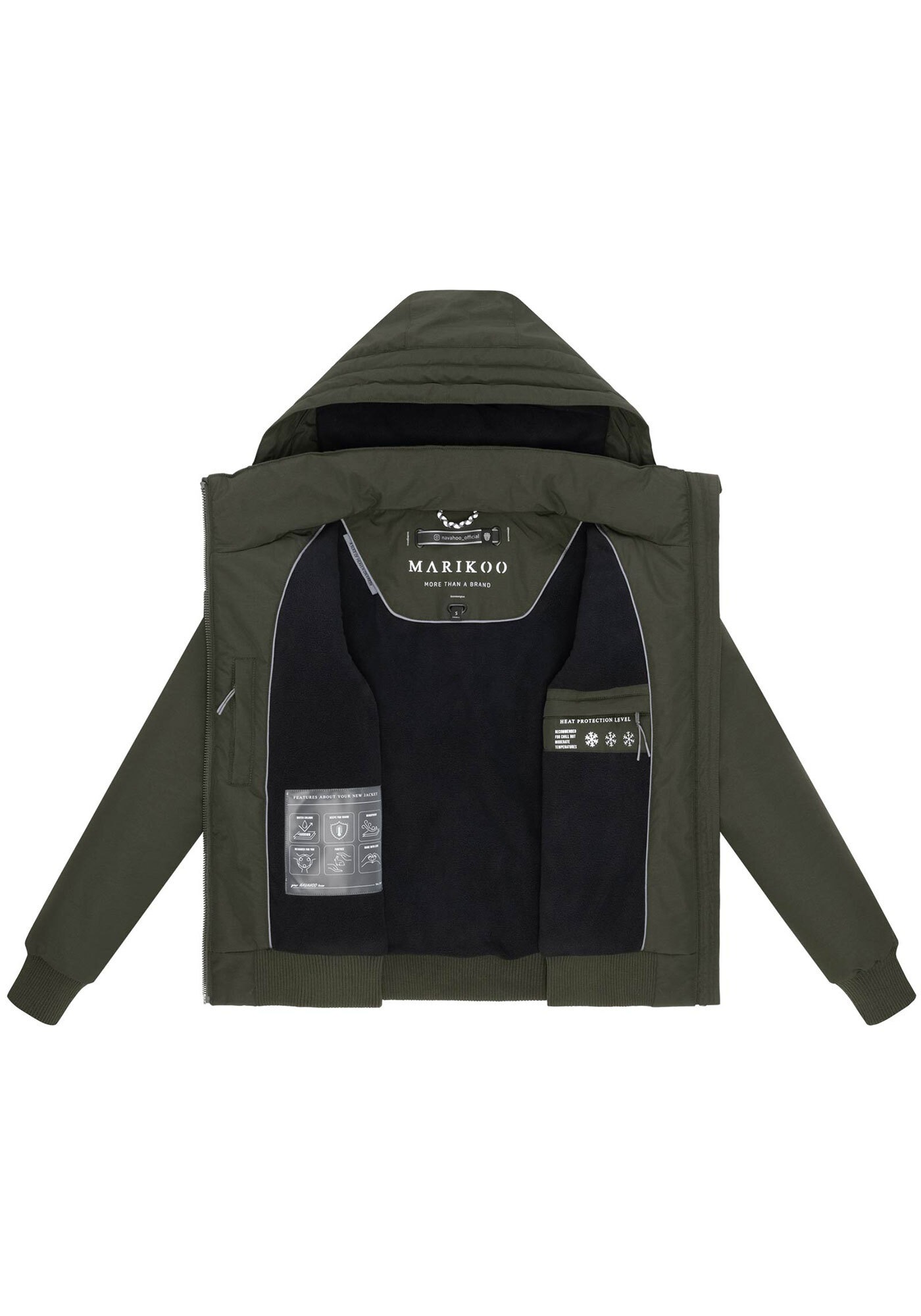 Marikoo Winterjacke »Mooni 16«, Gefütterte Winterjacke mit Kapuze und Kordelzug