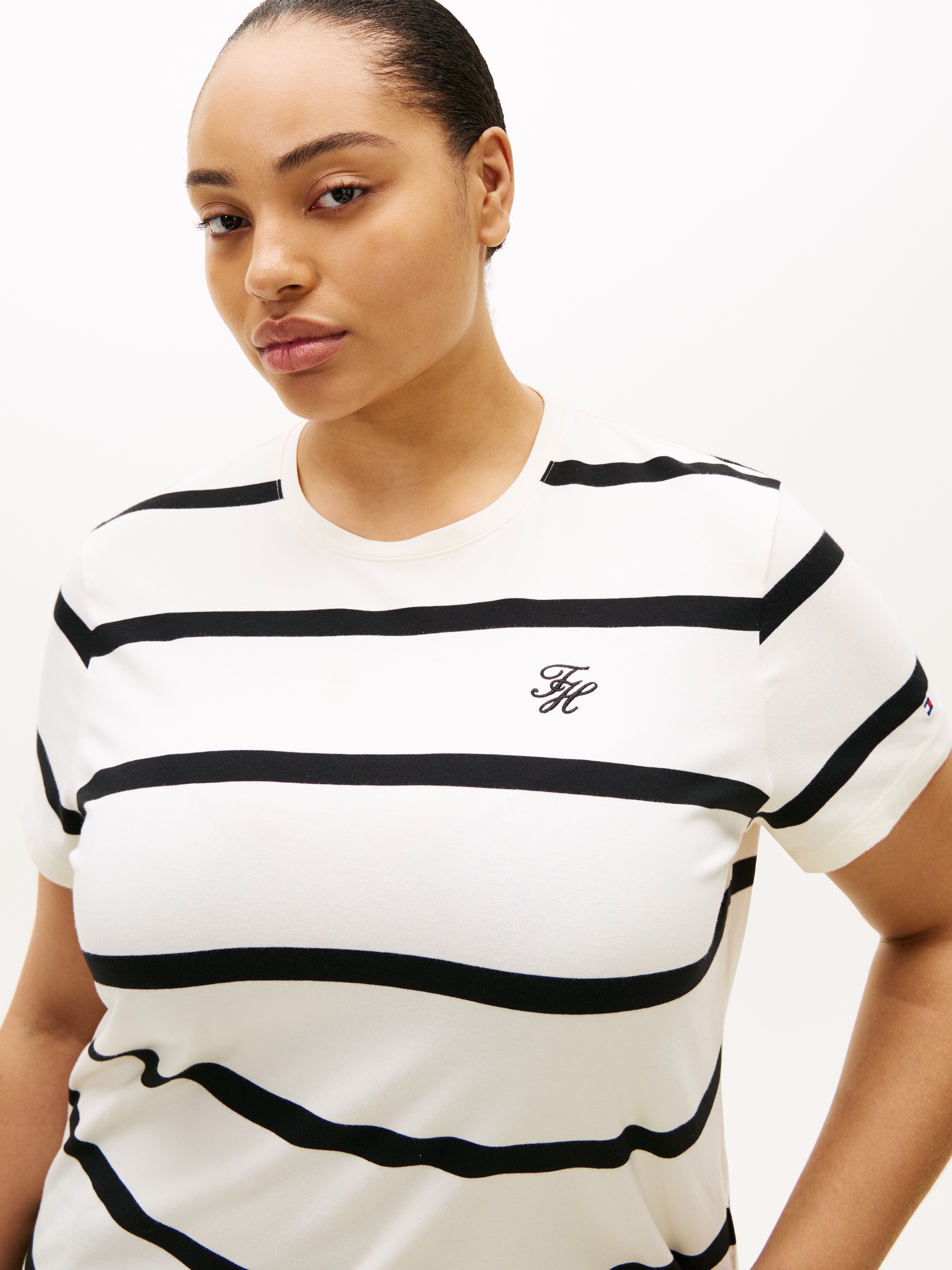 Tommy Hilfiger Curve Kurzarmshirt »CRV TH SCRIPT REG C-NK SS TEE«