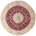 morgenland Wollteppich »Nain Medaillon Rosso scuro 242 x 242 cm«, rund, 1 mm Höhe, Unikat mit Zertifikat