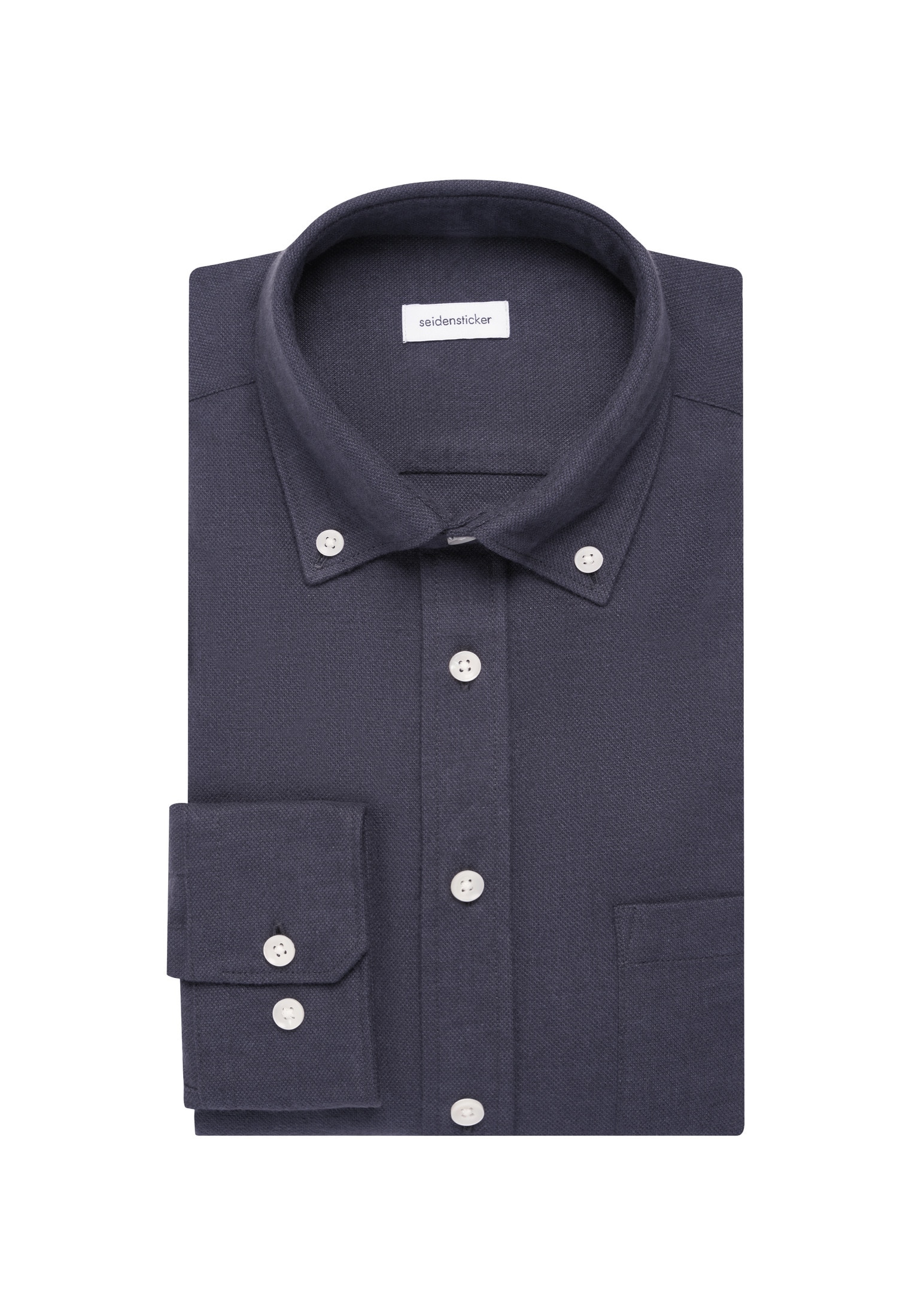 seidensticker Flanellhemd, Regular 1/1 Button-Down-Kragen Uni