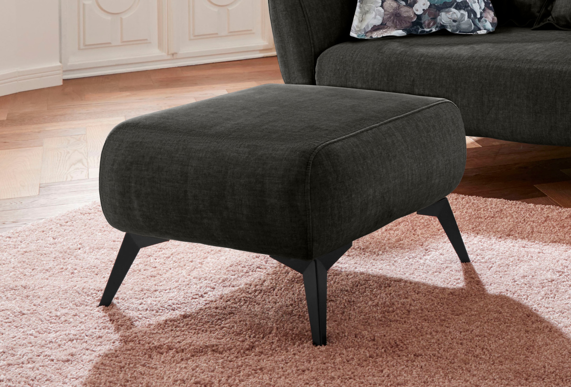 Home affaire Polsterhocker "Baggio, modern" schwarze Metallfüße günstig online kaufen