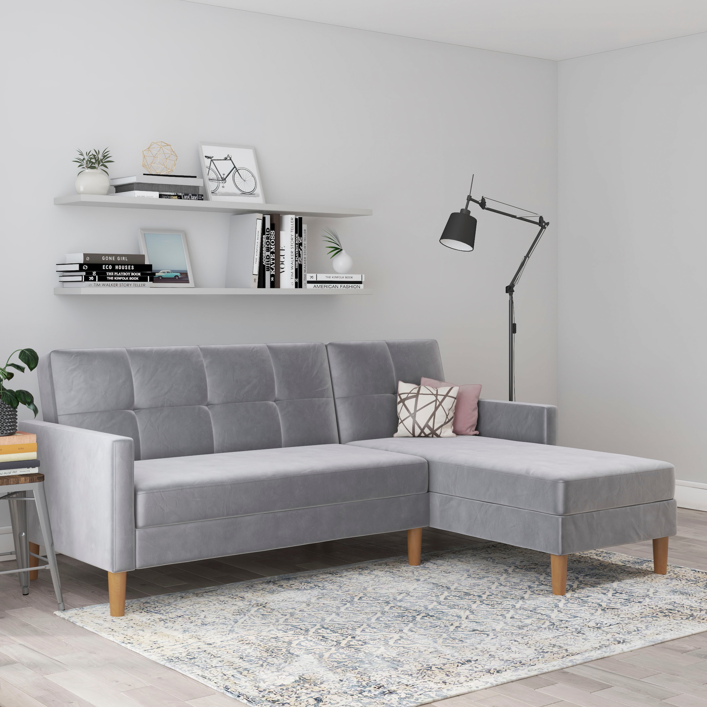 Dorel Home Ecksofa »Lilly, L-Form,«, mit Bett-Funktion, Recamiere beidseitig montierbar, Sitzhöhe 43 cm