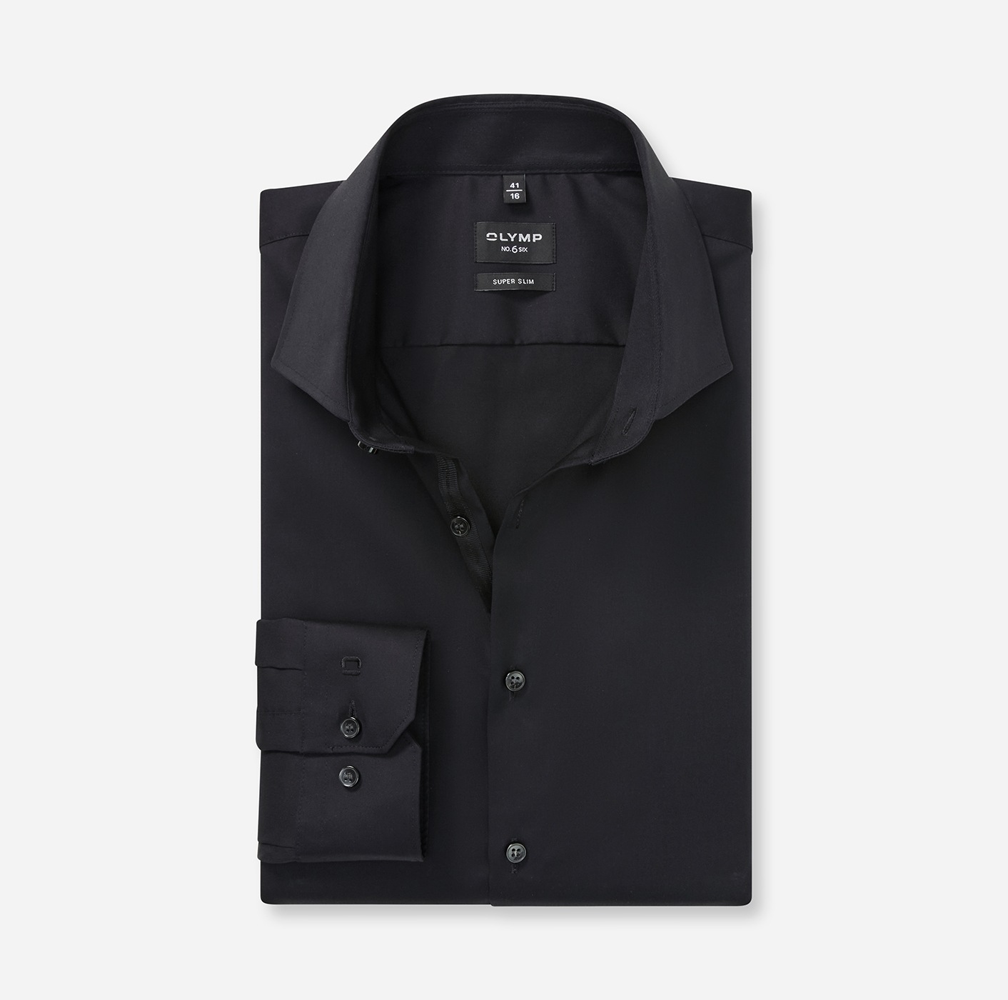 OLYMP No. Six Long Sleeve Shirt Black Size 39 5