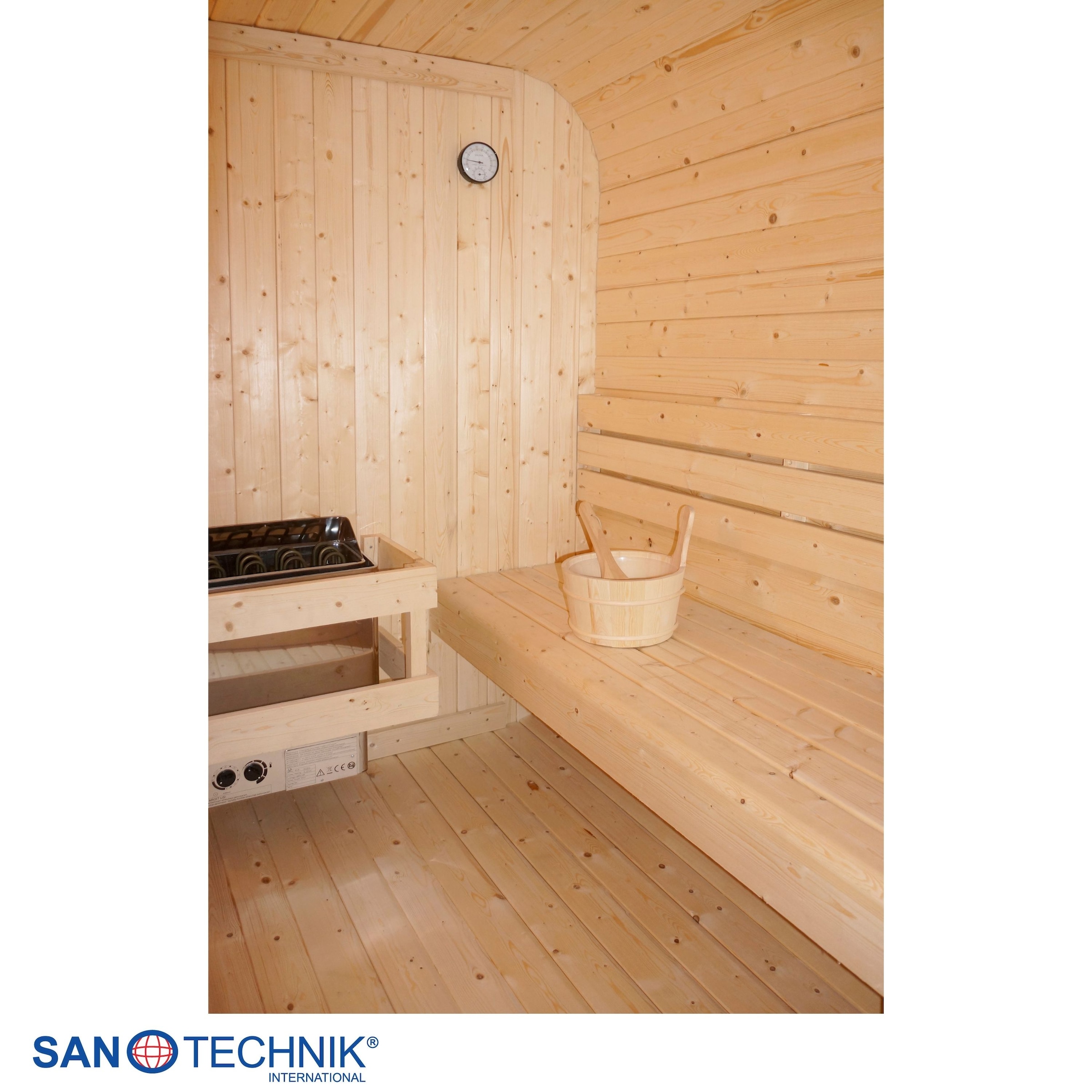 SANOTECHNIK Sauna "Außensauna Göteborg", Saunaofen, integrierte Steuerung, 8 kW, braun, Saunen, für 4 Personen; inkl. 8 kW Saunaofen und Saunasteine