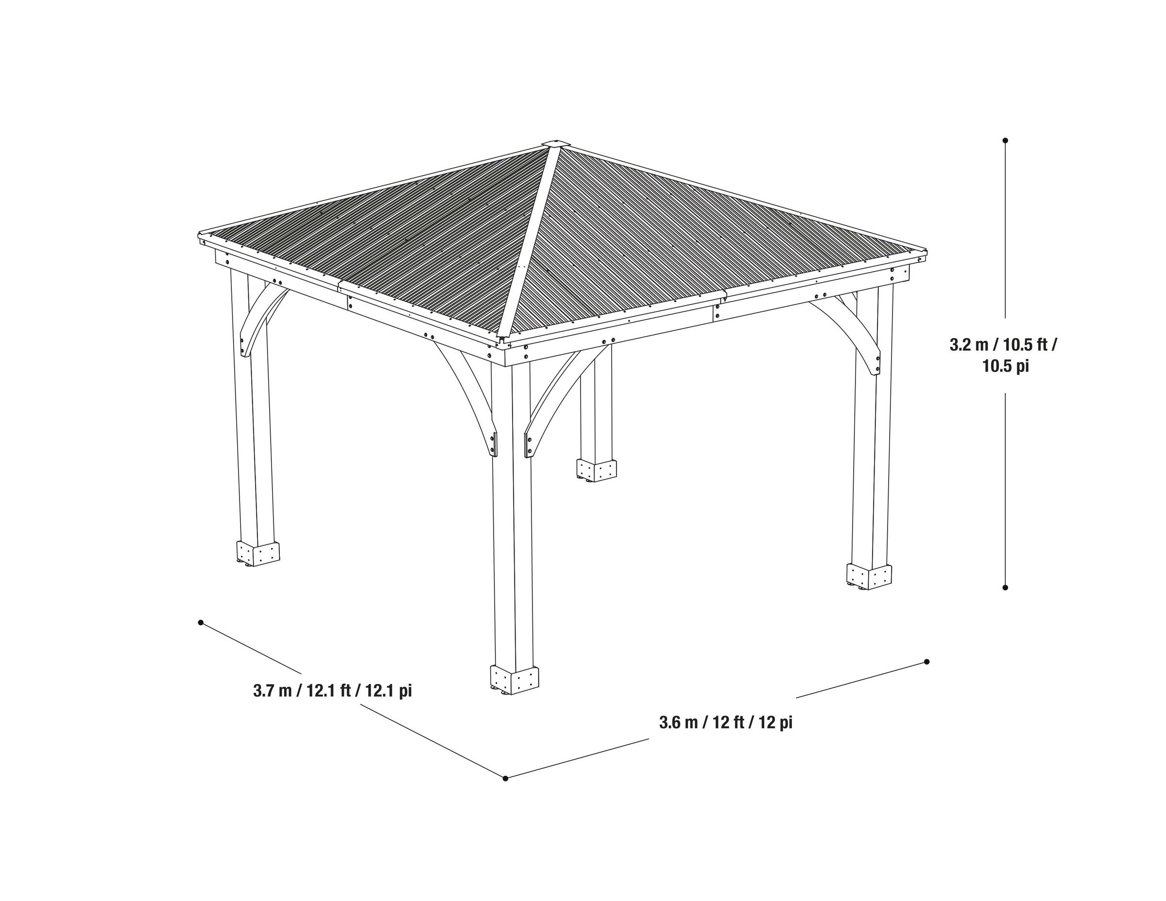 WESTMANN Holzpavillon »Devon 12x12«, BxT: 366x366 cm