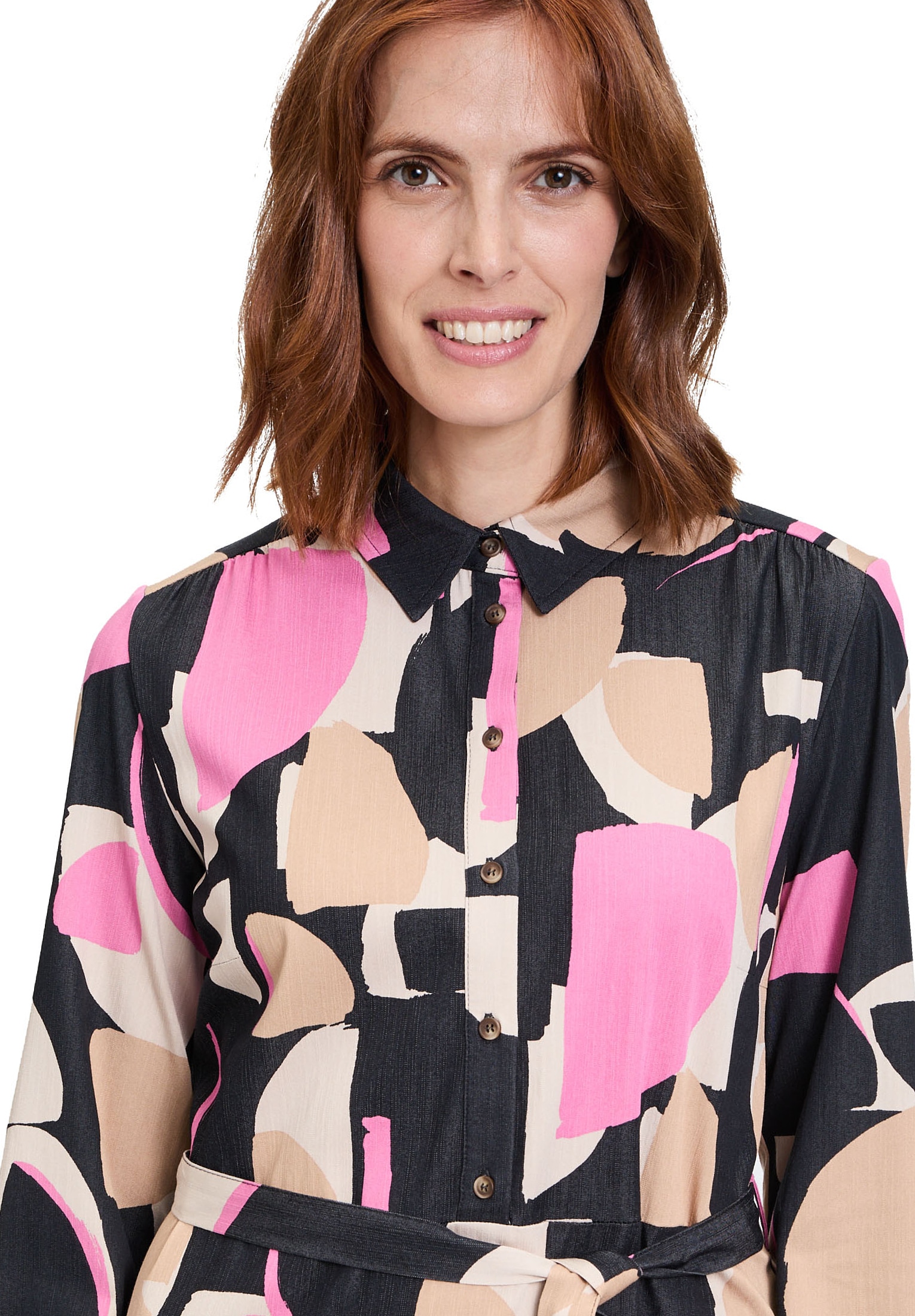 Betty&Co Druckkleid »Betty & Co Damen Sommerkleid Casual-Kleid mit Kragen«, Nahtführung