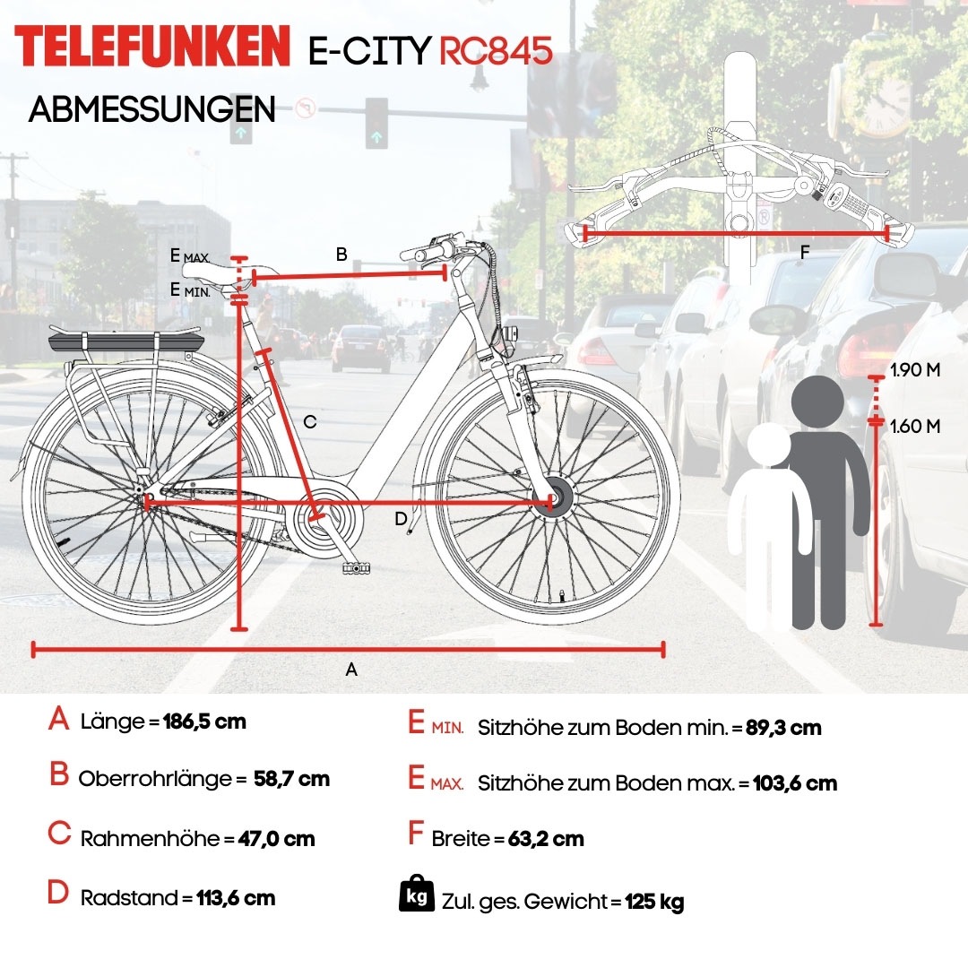 Telefunken E-Bike »Multitalent RC845«, 7 Gang, Shimano, Frontmotor 250 W, (28 Zoll, Straßenzulassung, ca. 100 km Reichweite), Pedelec, Elektrofahrrad für Herren u. Damen, tiefer Einstieg