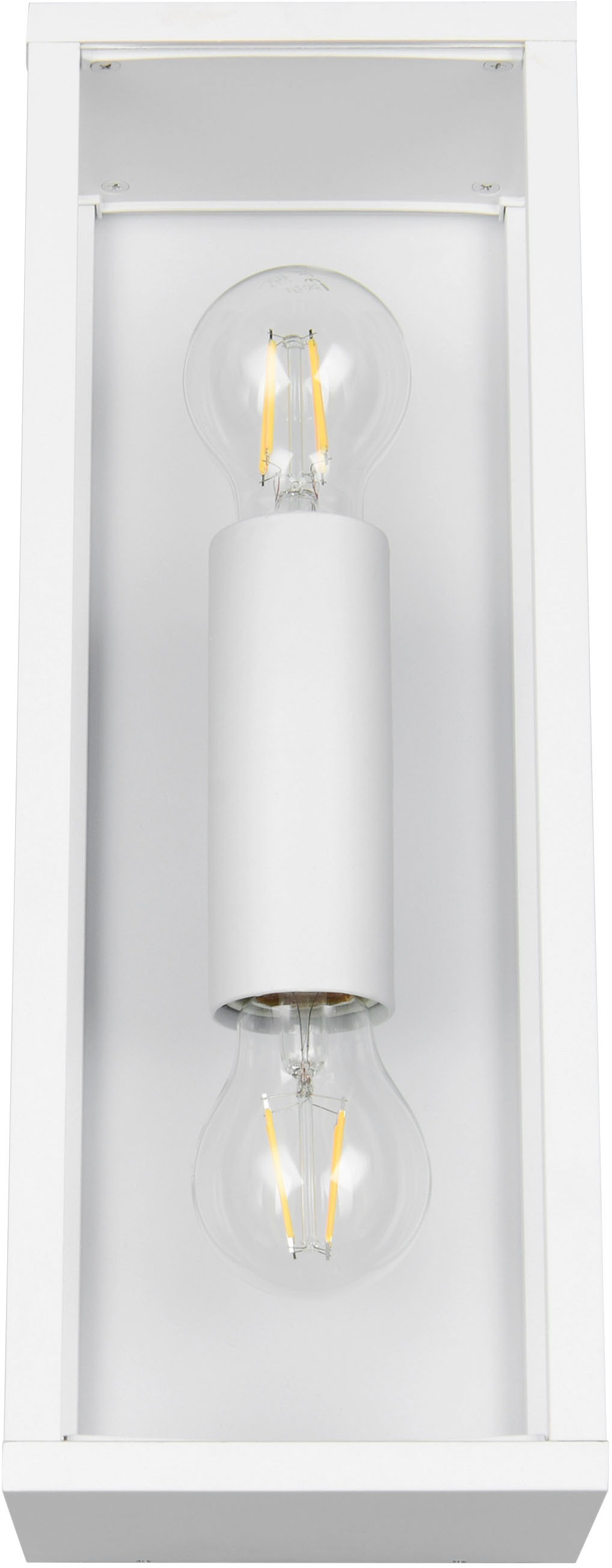 TRIO Leuchten Außen-Wandleuchte »GARONNE, Fassadenbeleuchtung, Wandlampe exkl 2x E27 max 10W, IP44«, 2 flammig, Leuchtmittel E27 | Leuchtmittel wechselbar, Wandleuchte Garten Terrasse, mit Glasschirm Höhe 38cm Breite 14cm