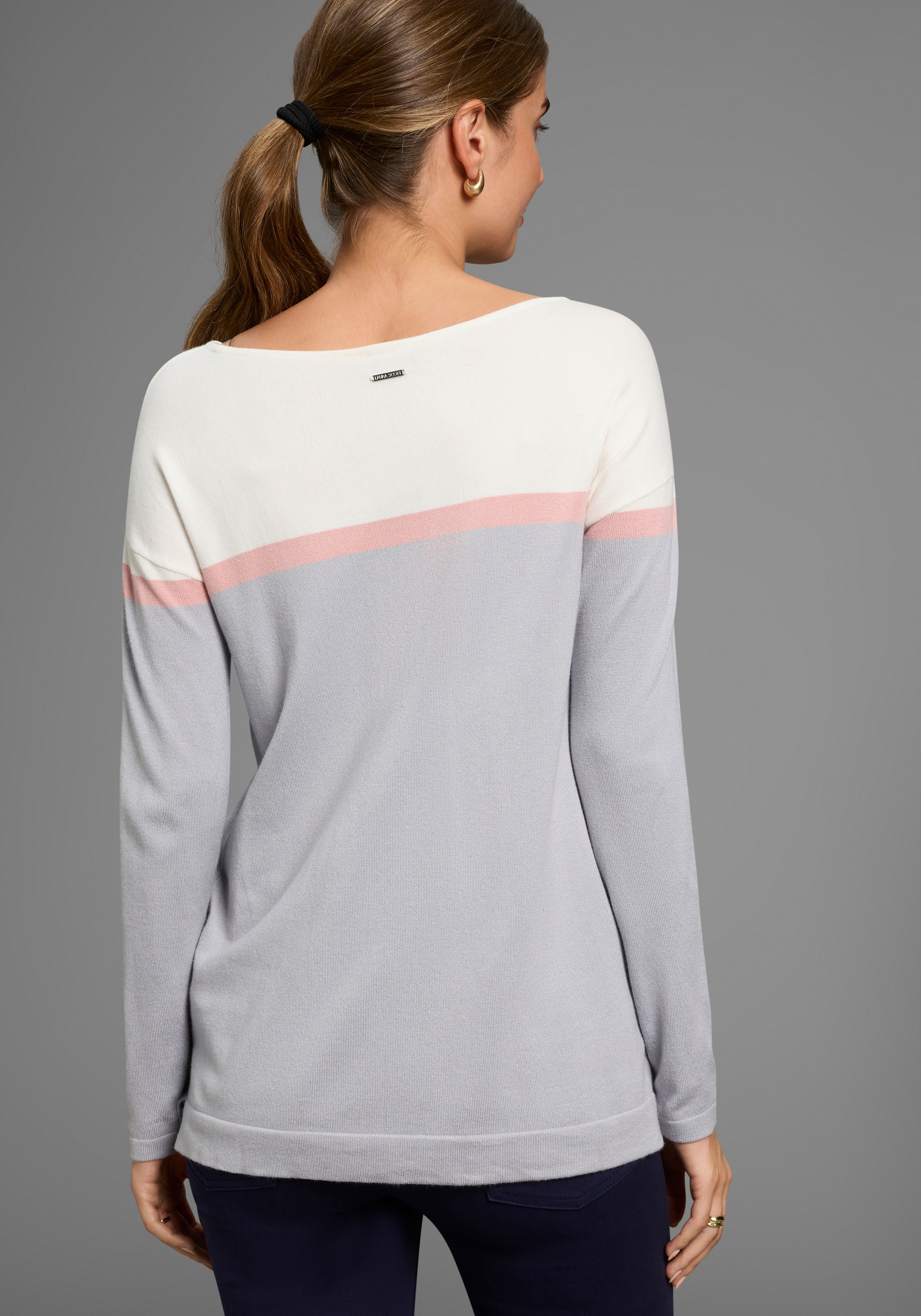 Laura Scott Strickpullover Feinstrickpullover mit dezent glitzerndem Print günstig online kaufen