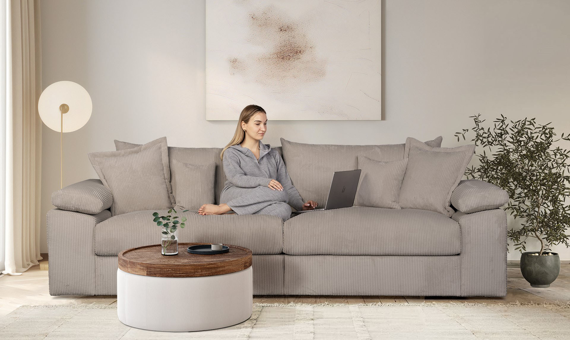 OTTO home "Soft&Cosy XL, B: 246 cm - OTTO. Verlässliche Qualität." Mega-Sofa, Cord oder Chenille-Struktur, mit Federkern & 4 Zierkissen