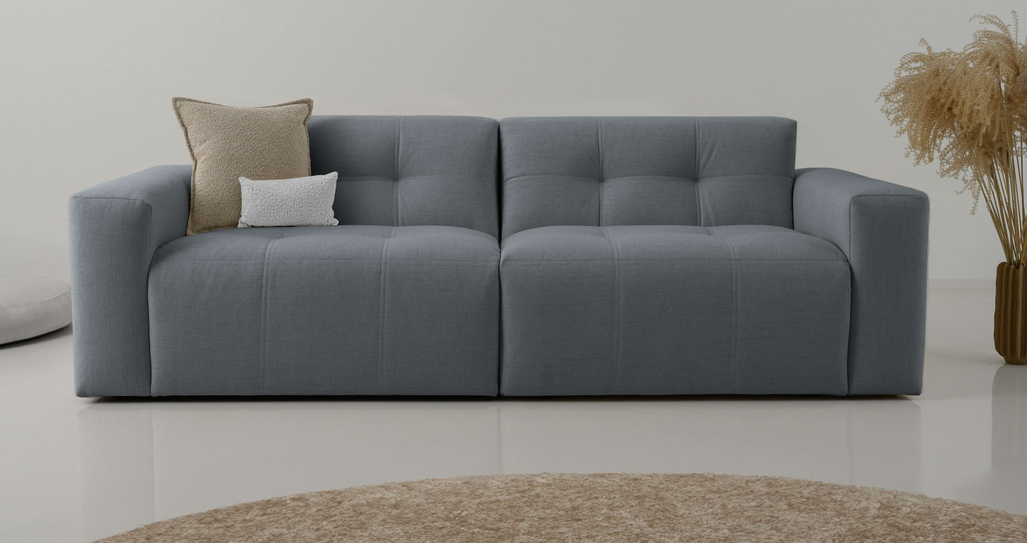 OTTO home 3-Sitzer "Tapley" Breite 220 cm,Boucle, Struktur fein, mit Knopfsteppung, bodentief