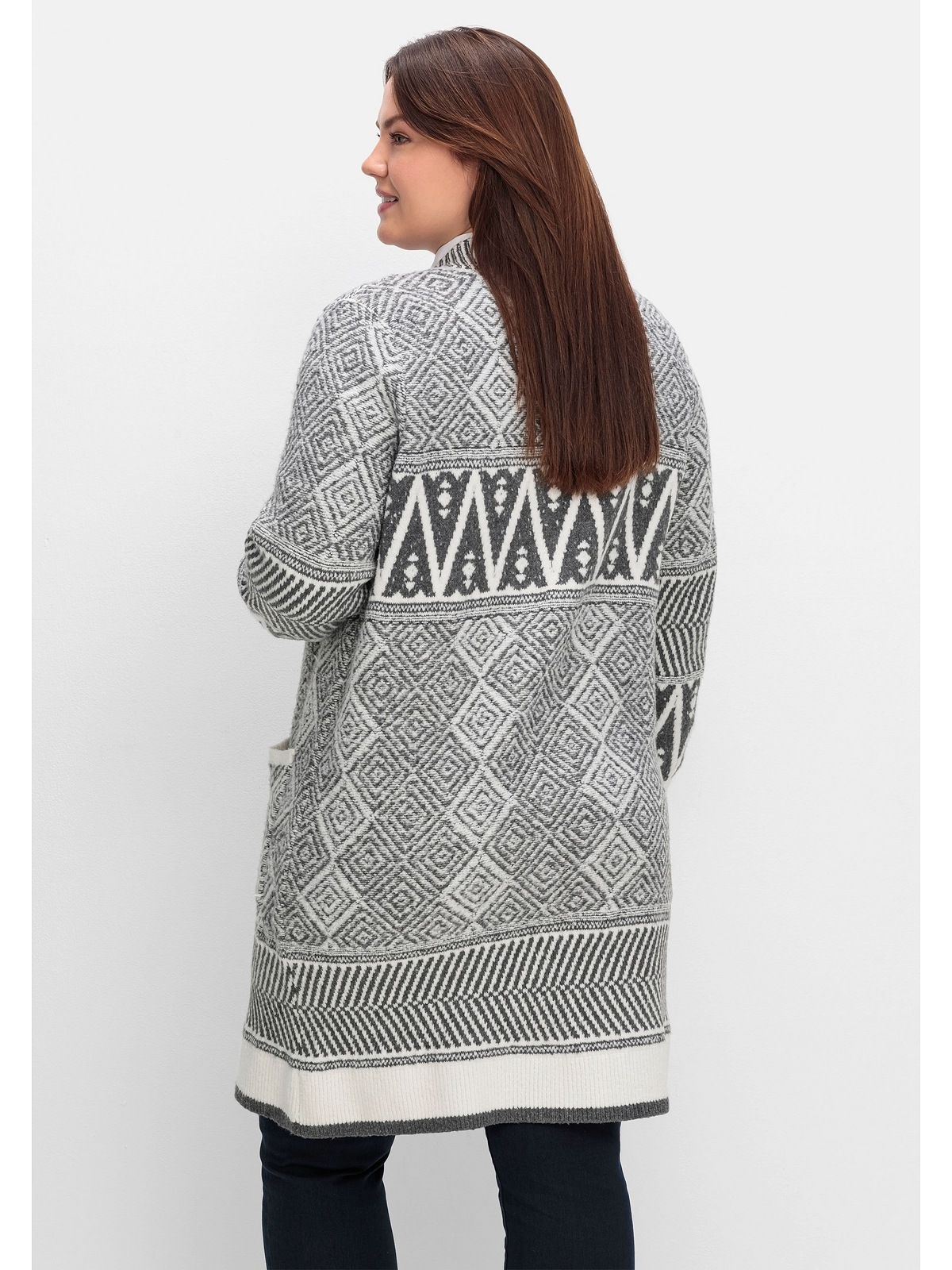 sheego by Joe Browns Longstrickjacke "Große Größen", im Jacquard-Mustermix günstig online kaufen