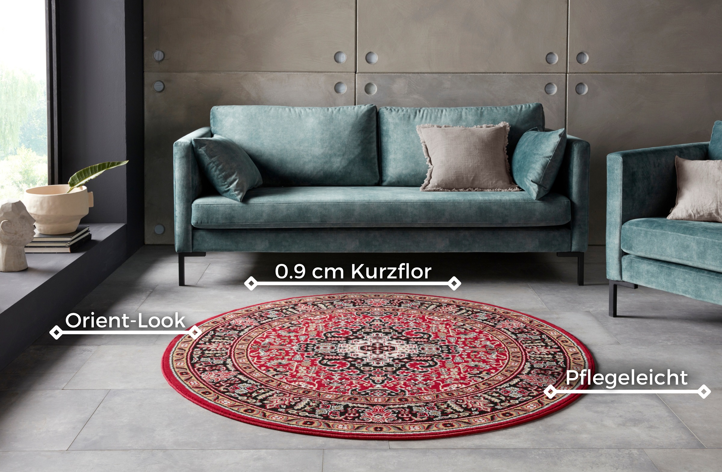 HANSE Home Teppich »Skazar Isfahan«, rund, 9 mm Höhe, Kurzflor, Orient, Teppich, Vintage, Esszimmer, Wohnzimmer, Flur